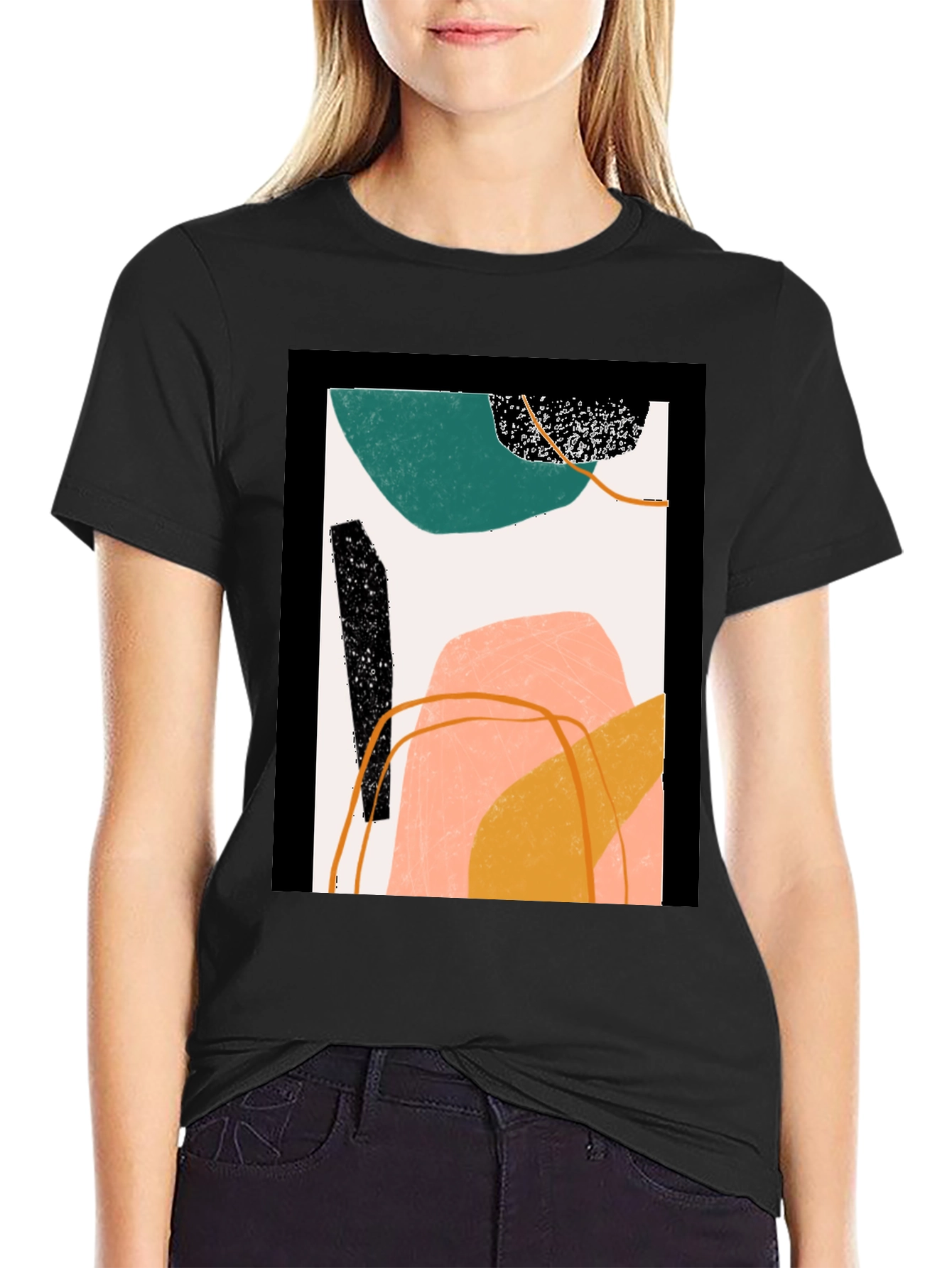 Black Abstract Art Graphic Tee - Modern Minimalist Design view 2