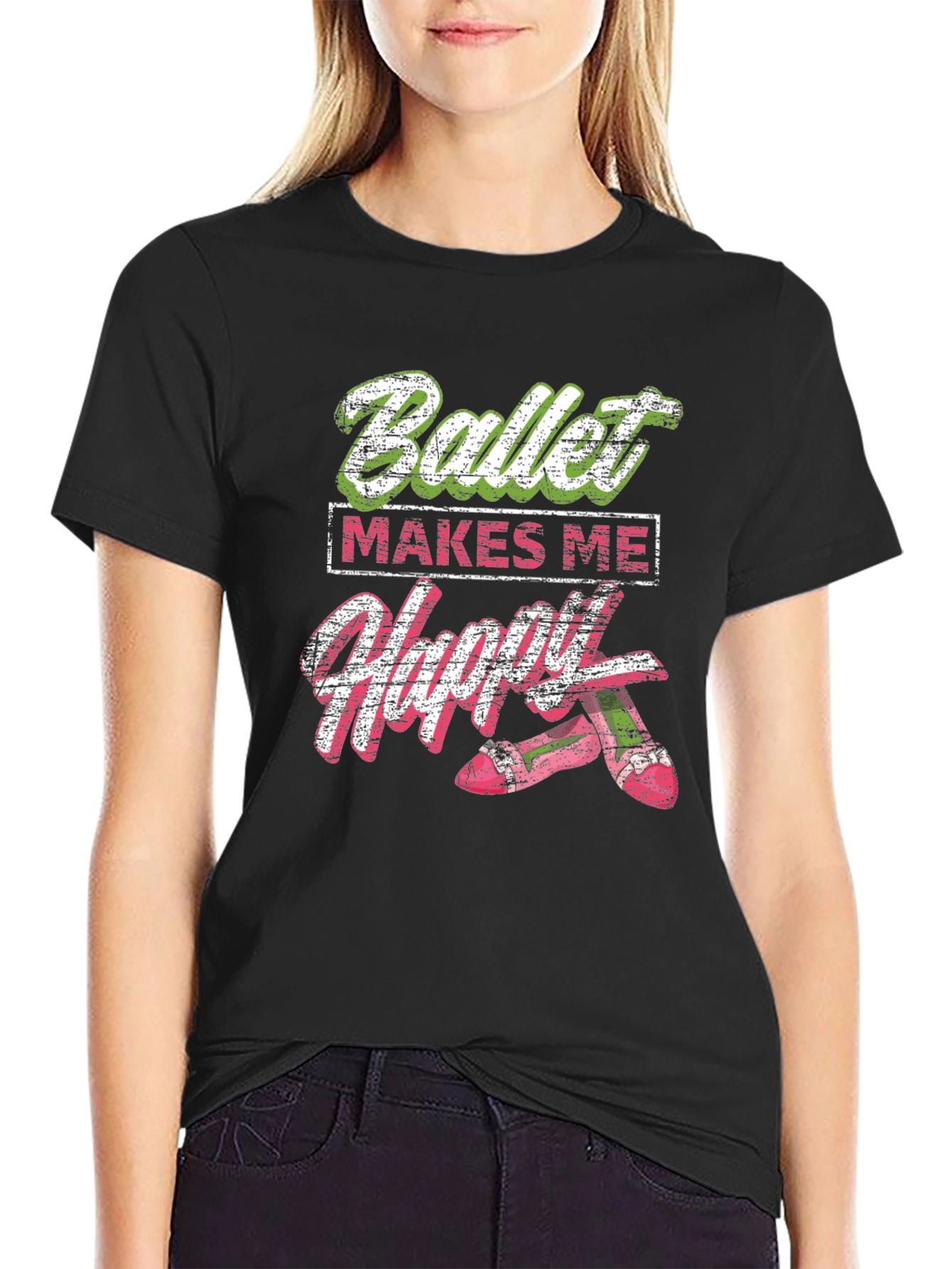 Black Ballet Makes Me Happy T-Shirt view 2