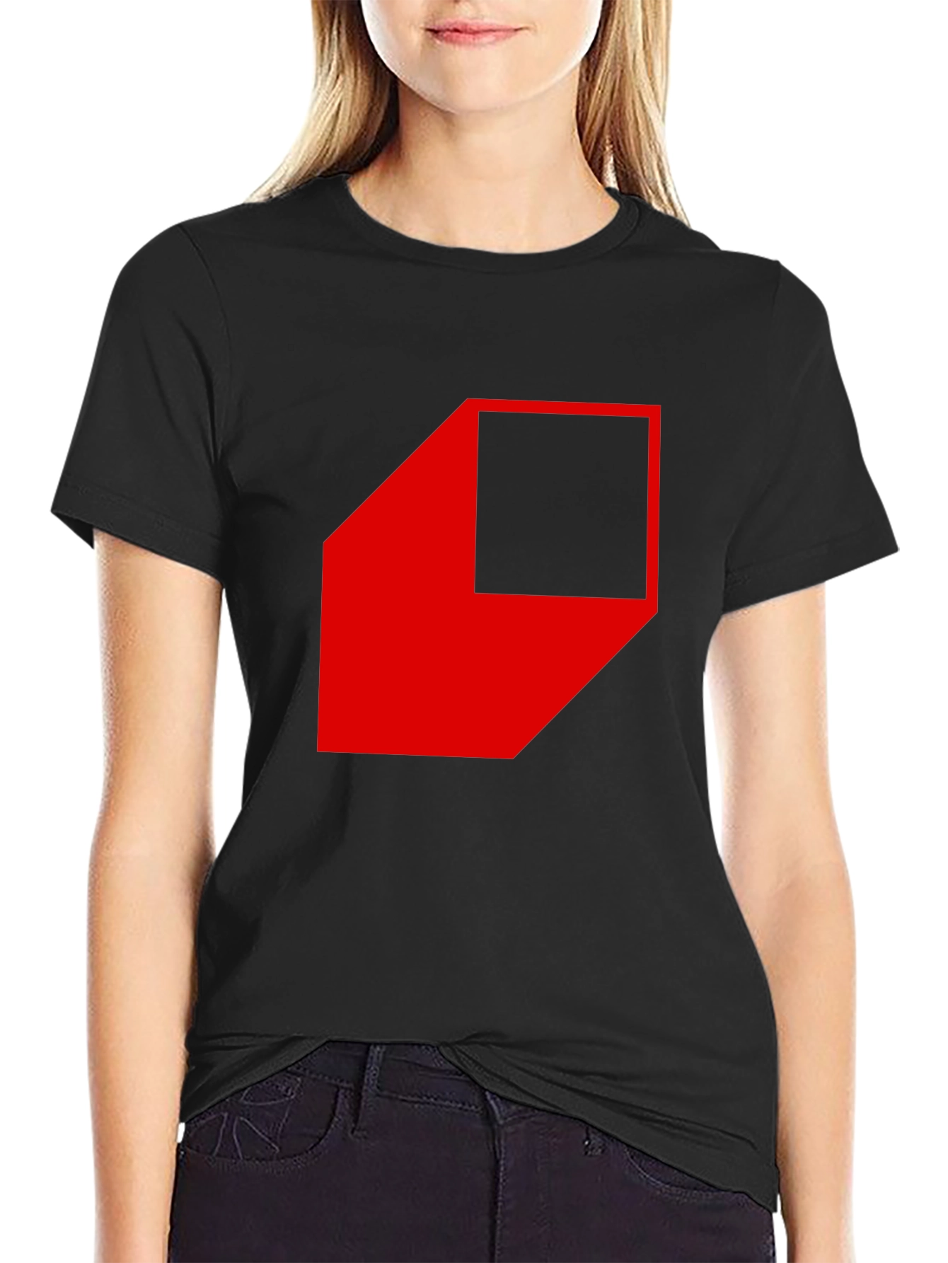 Black Abstract Geometric Graphic T-Shirt view 2
