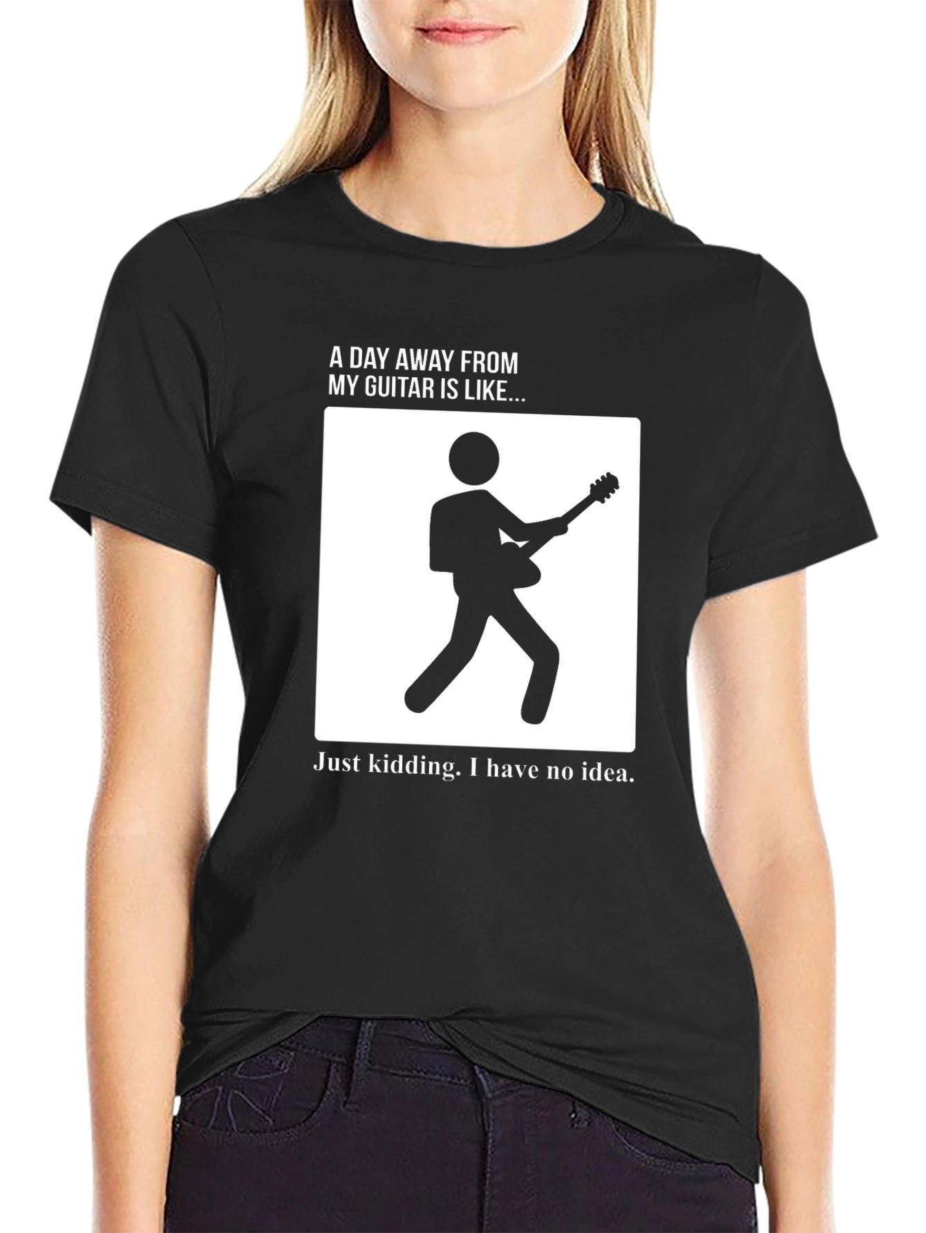 Black Guitar Lover's Tee - Funny Graphic T-Shirt view 2