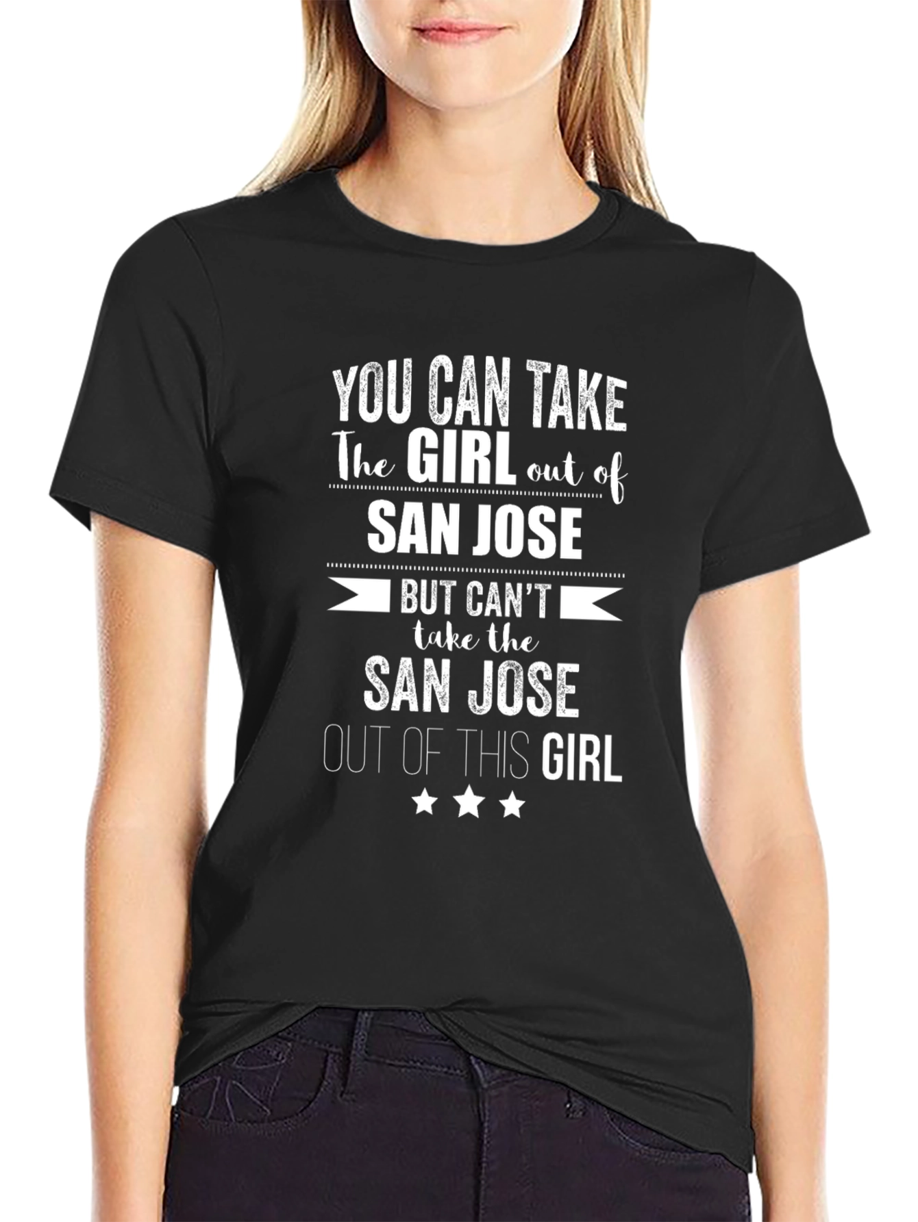 Black San Jose Girl T-Shirt - City Pride Apparel view 2