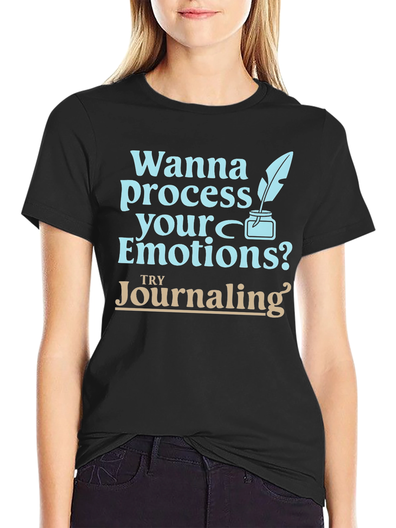 Black Process Emotions Journaling Graphic Tee view 2