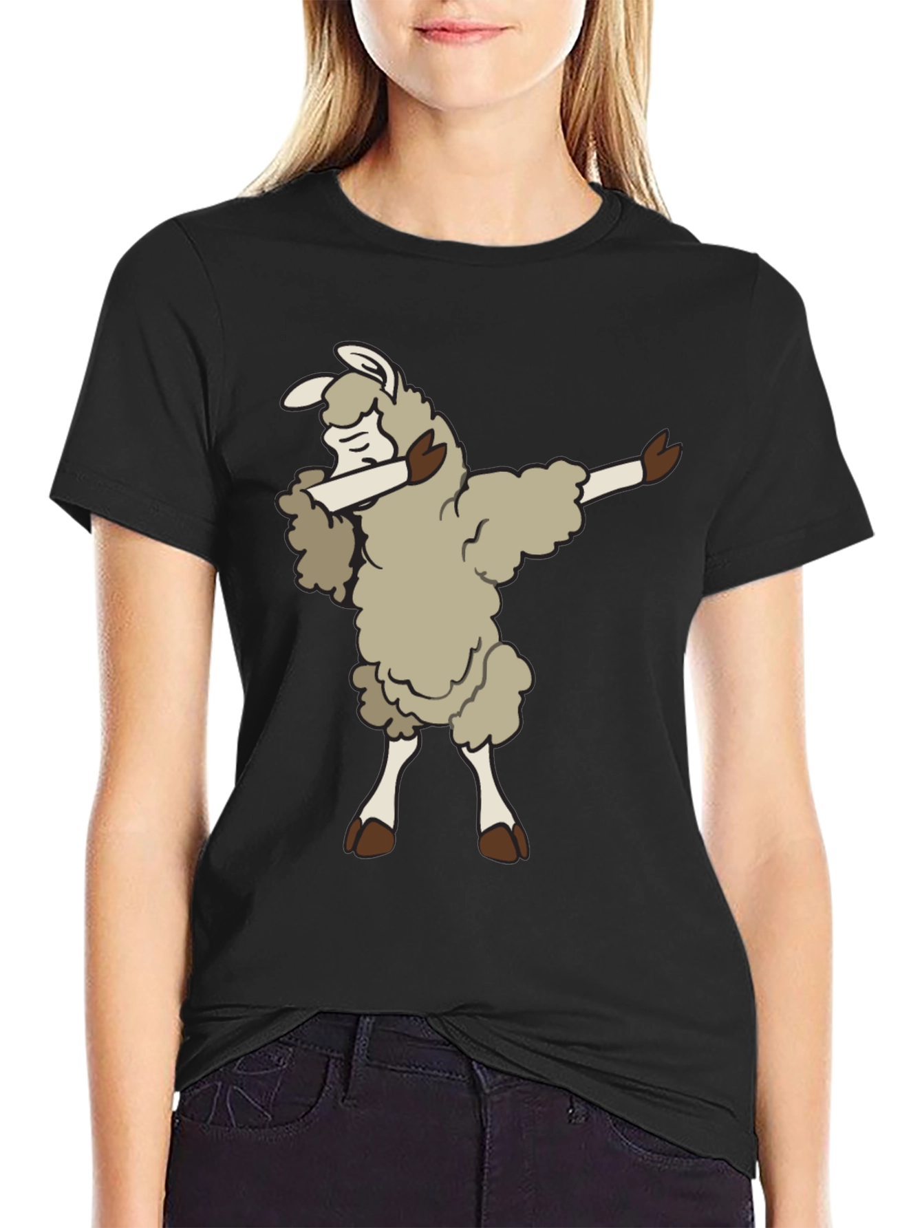 Black Dabbing Llama T-Shirt - Fun & Unique Design view 2