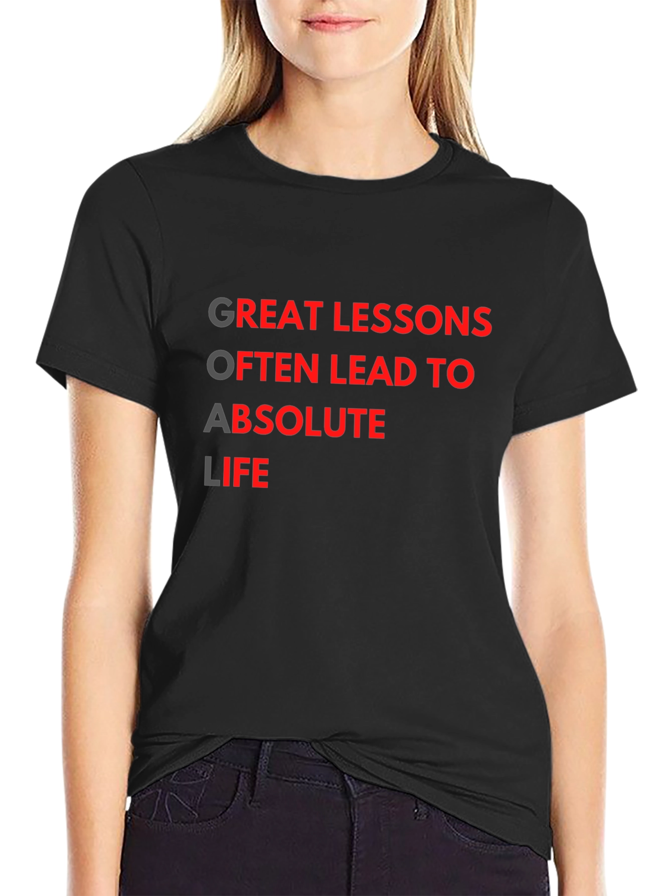Black Motivational Goal Getter Black T-Shirt view 2