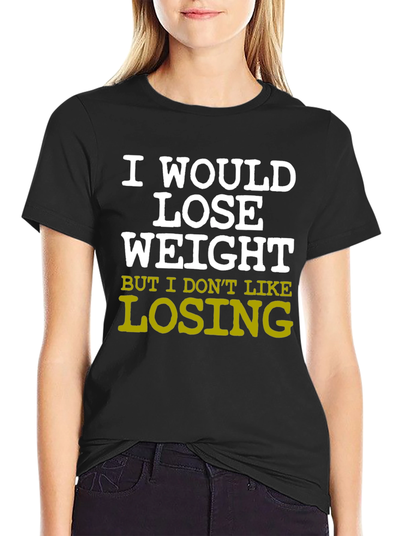 Black Funny Sarcastic Weight Loss T-Shirt view 2