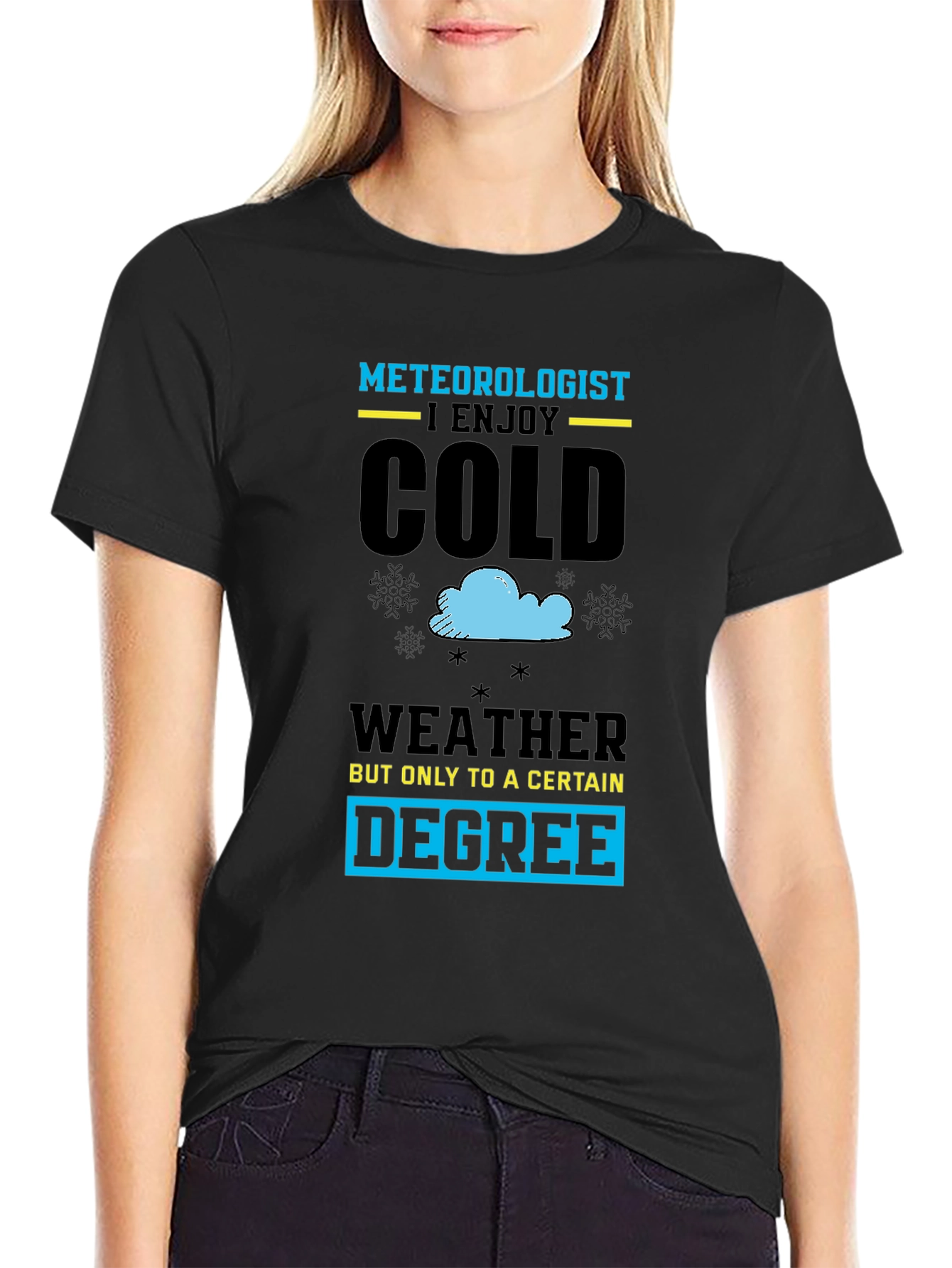 Black Meteorologist Cold Weather Graphic T-Shirt view 2
