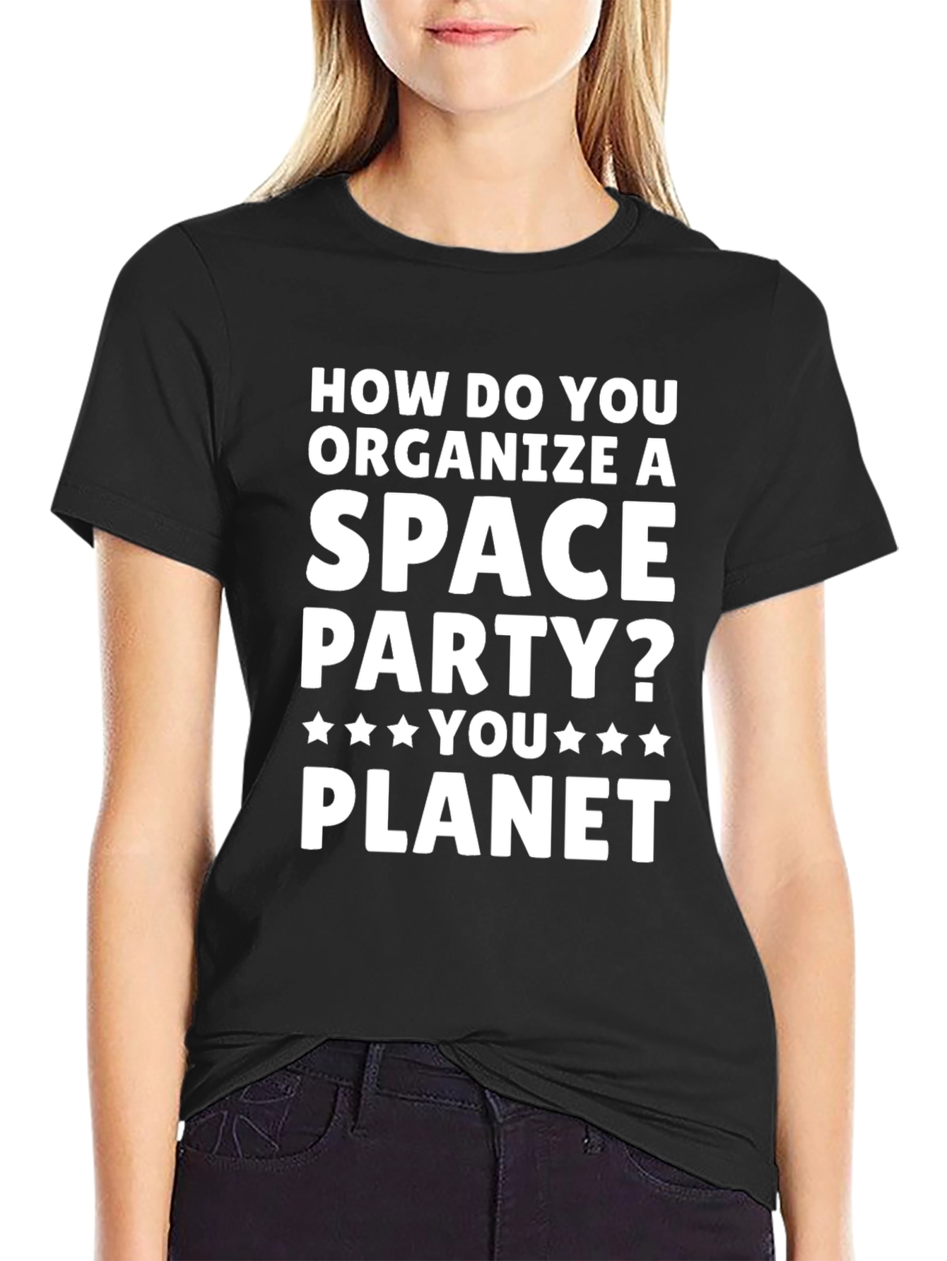 Black Space Party Puns Graphic T-Shirt view 2