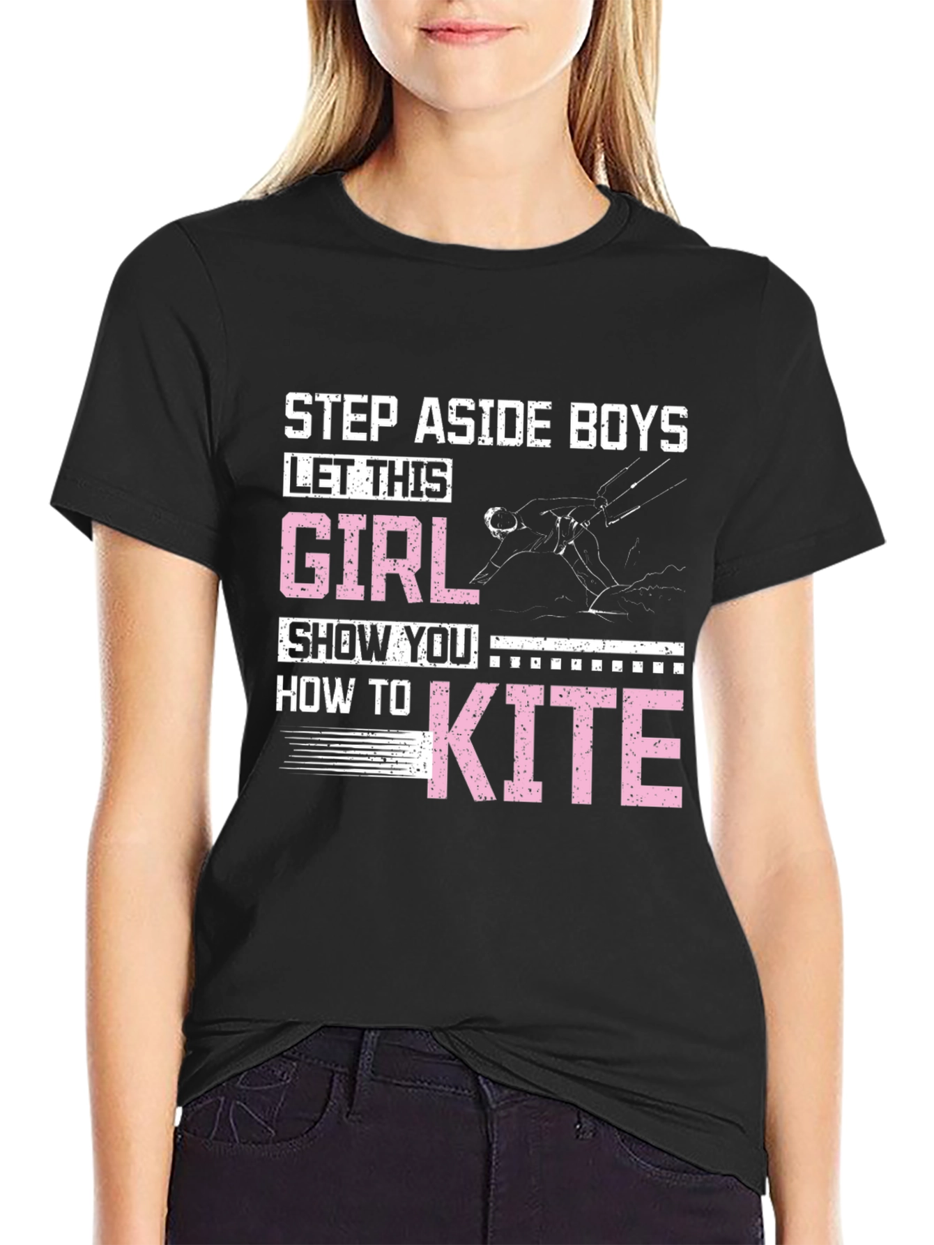 Black Girl Kiteboarding Graphic T-Shirt view 2