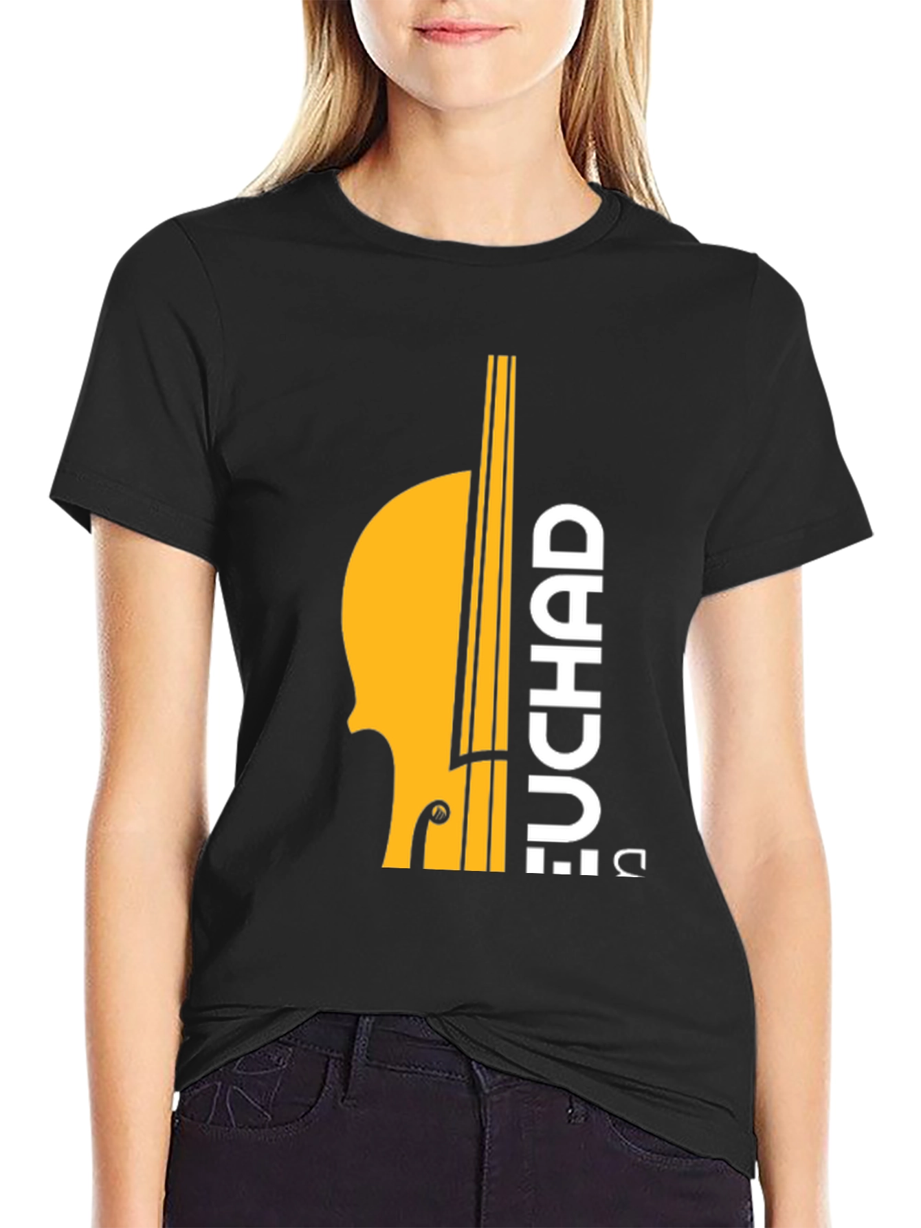 Black Chad Bass Player T-Shirt - Musical Graphic Tee view 2