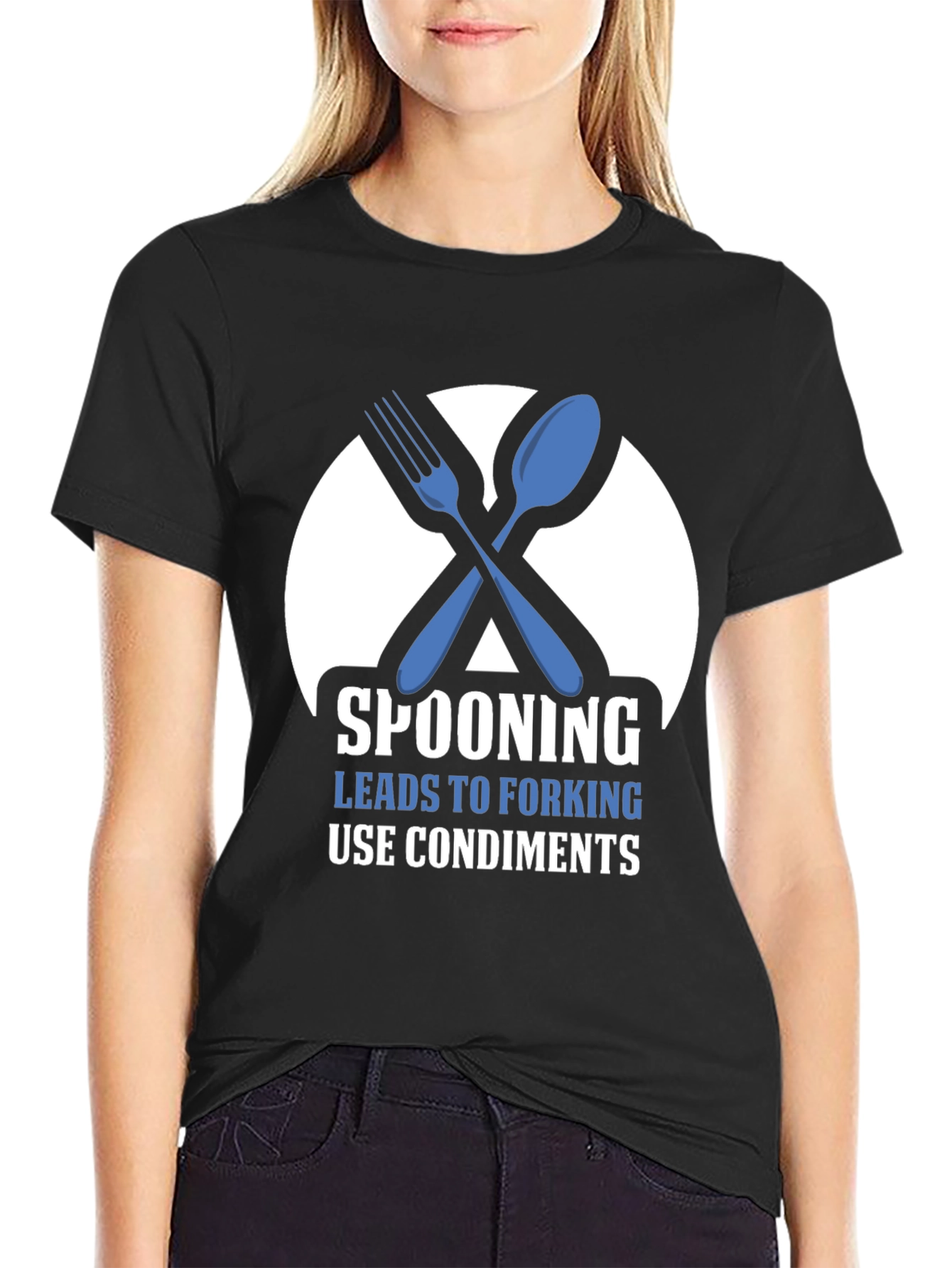 Black Spooning Leads to Forking T-Shirt view 2