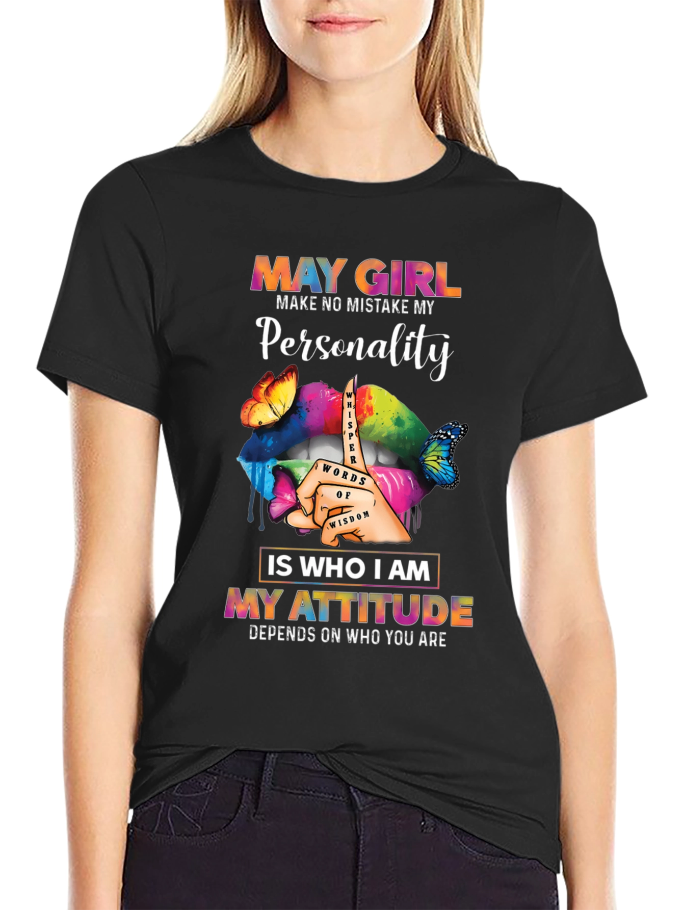 Black May Girl Personality Attitude Graphic Tee view 2