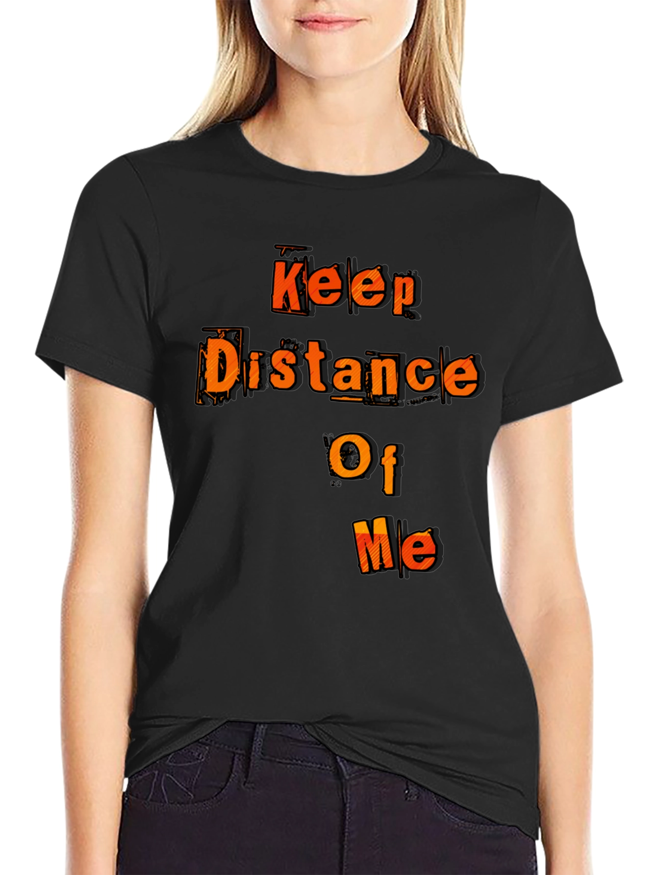 Black Keep Distance Of Me Novelty Graphic Tee view 2