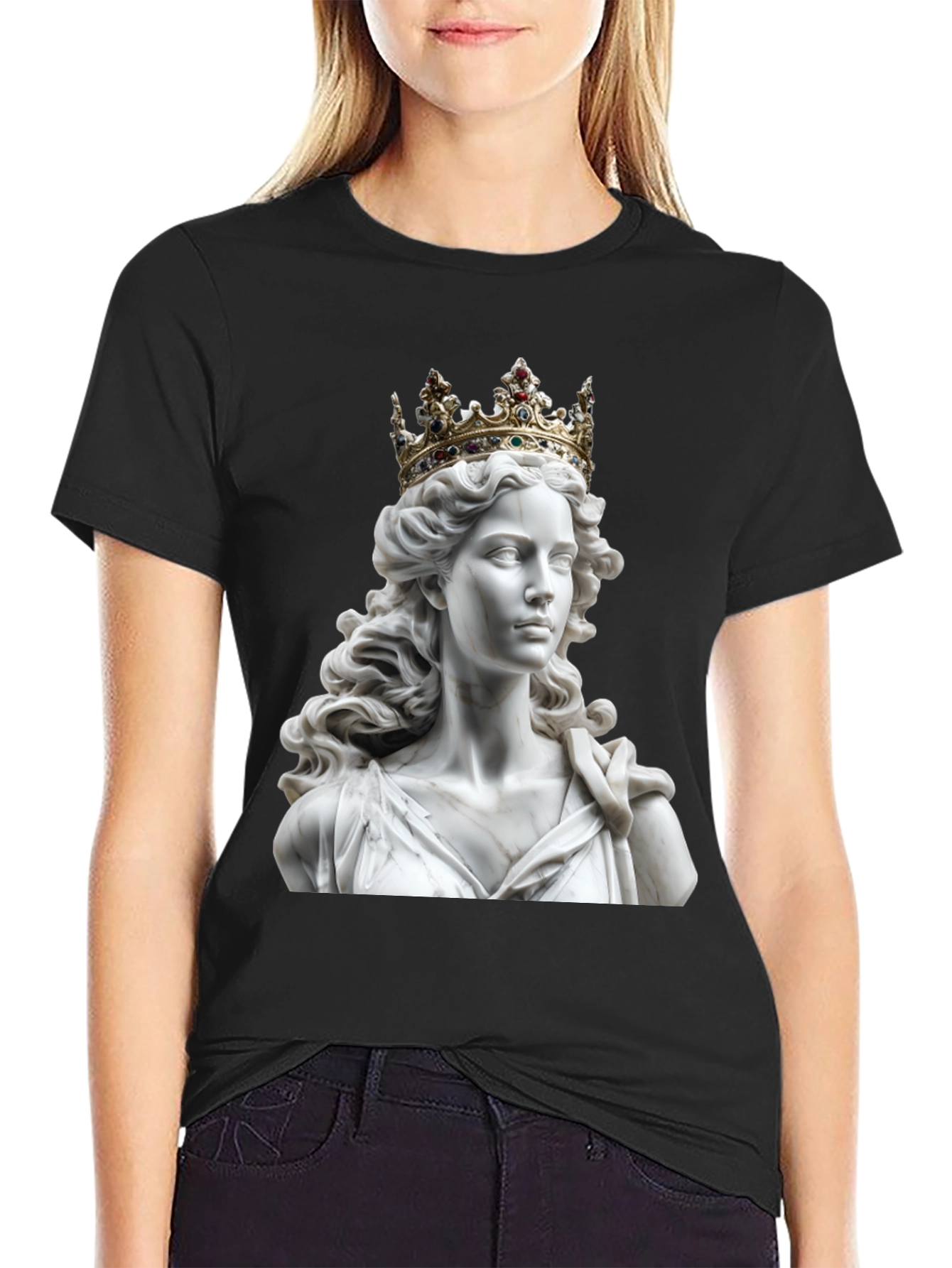 Black Statue Queen Graphic Tee - Regal Style view 2