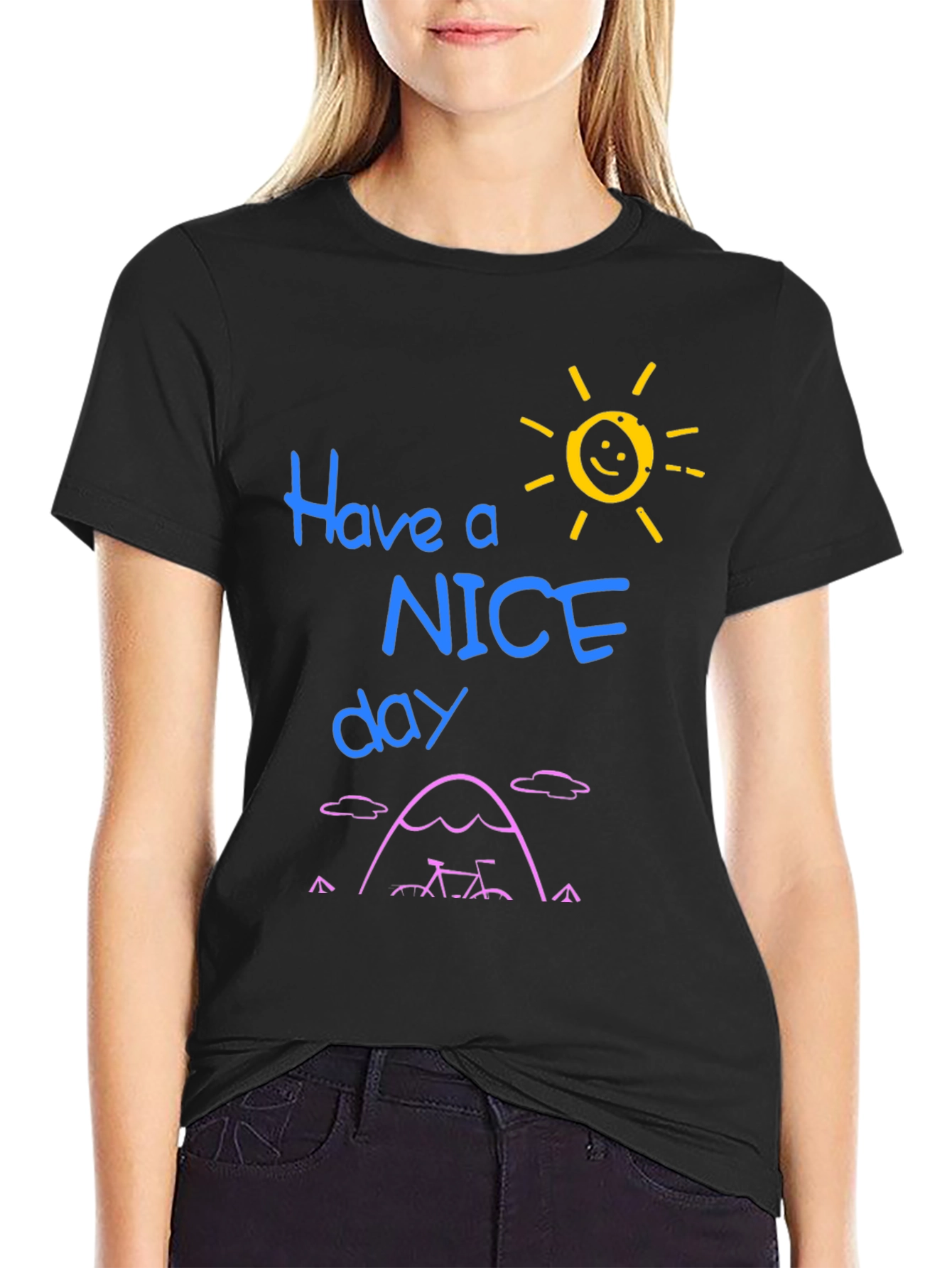 Black Have a Nice Day Graphic Tee - Black view 2