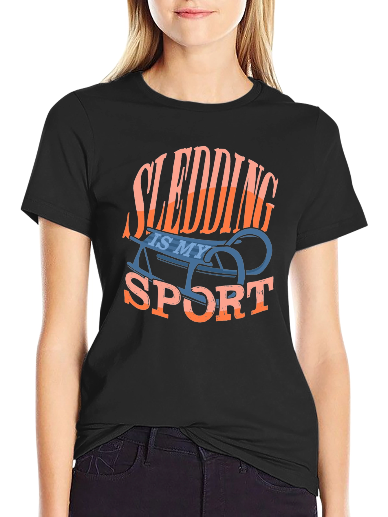 Black Sledding Is My Sport Graphic Tee view 2