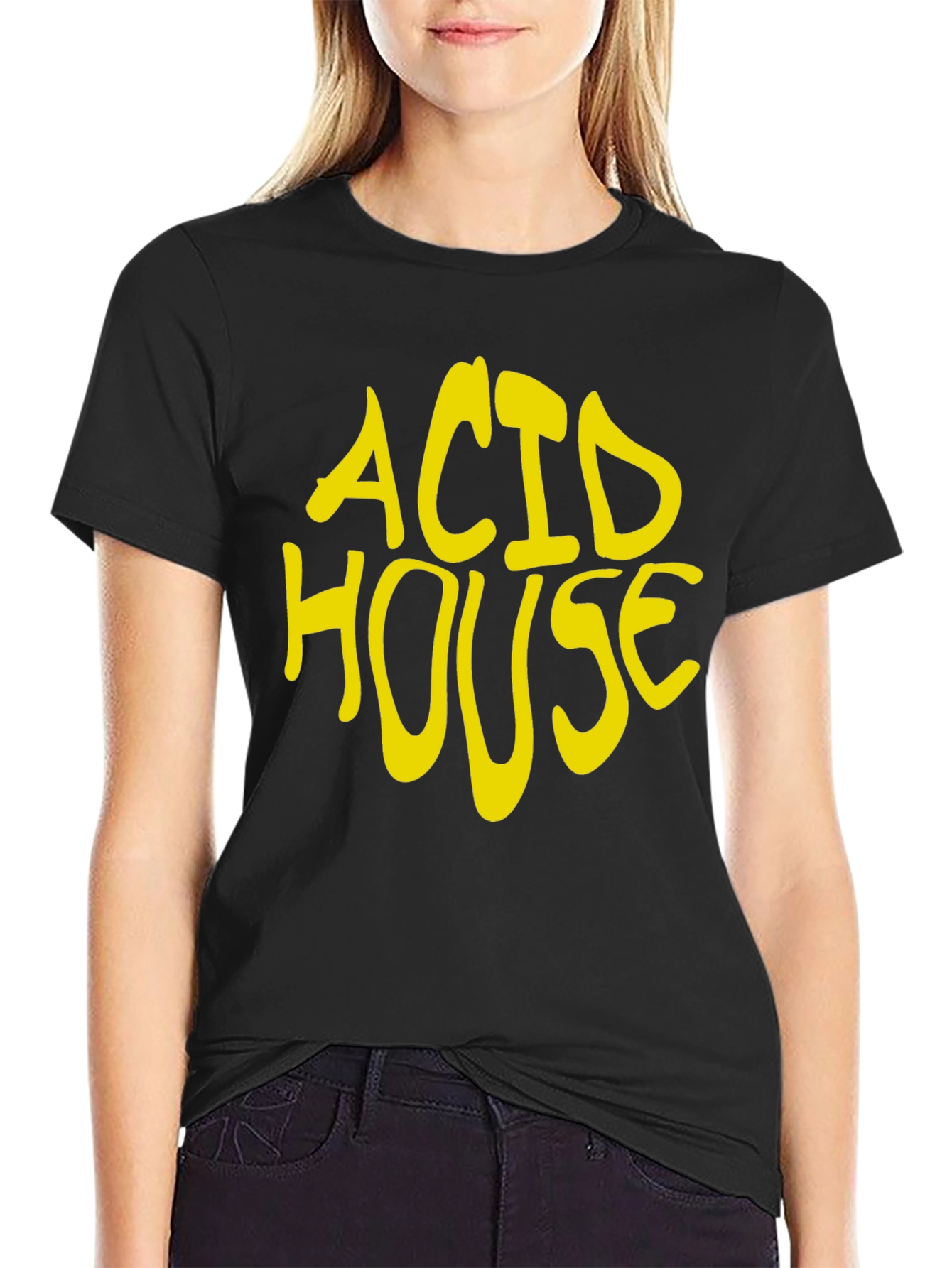 Black Acid House Graphic Tee - Vintage Rave T-Shirt view 2