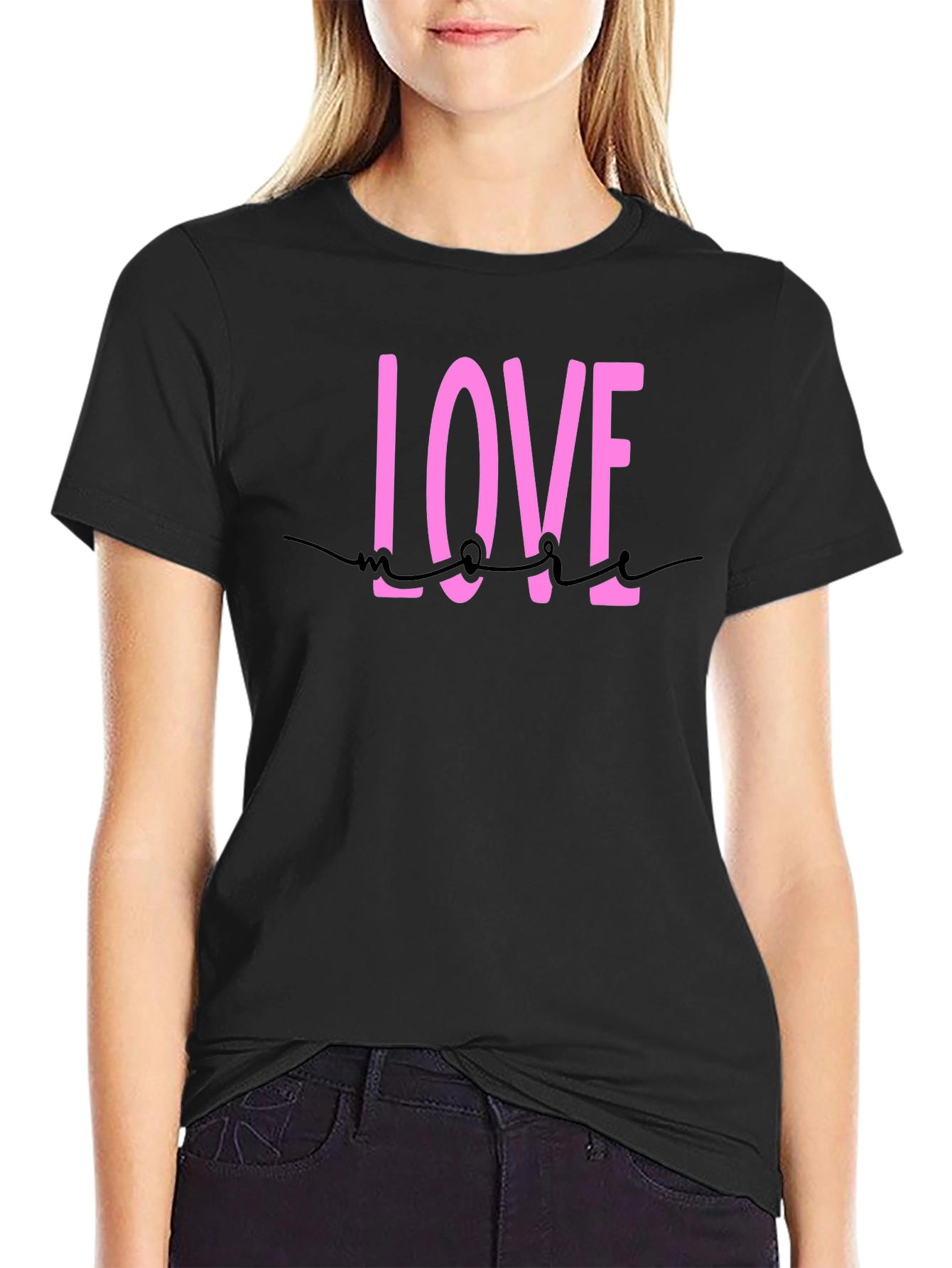 Black Love More Black Cotton Graphic Tee view 2
