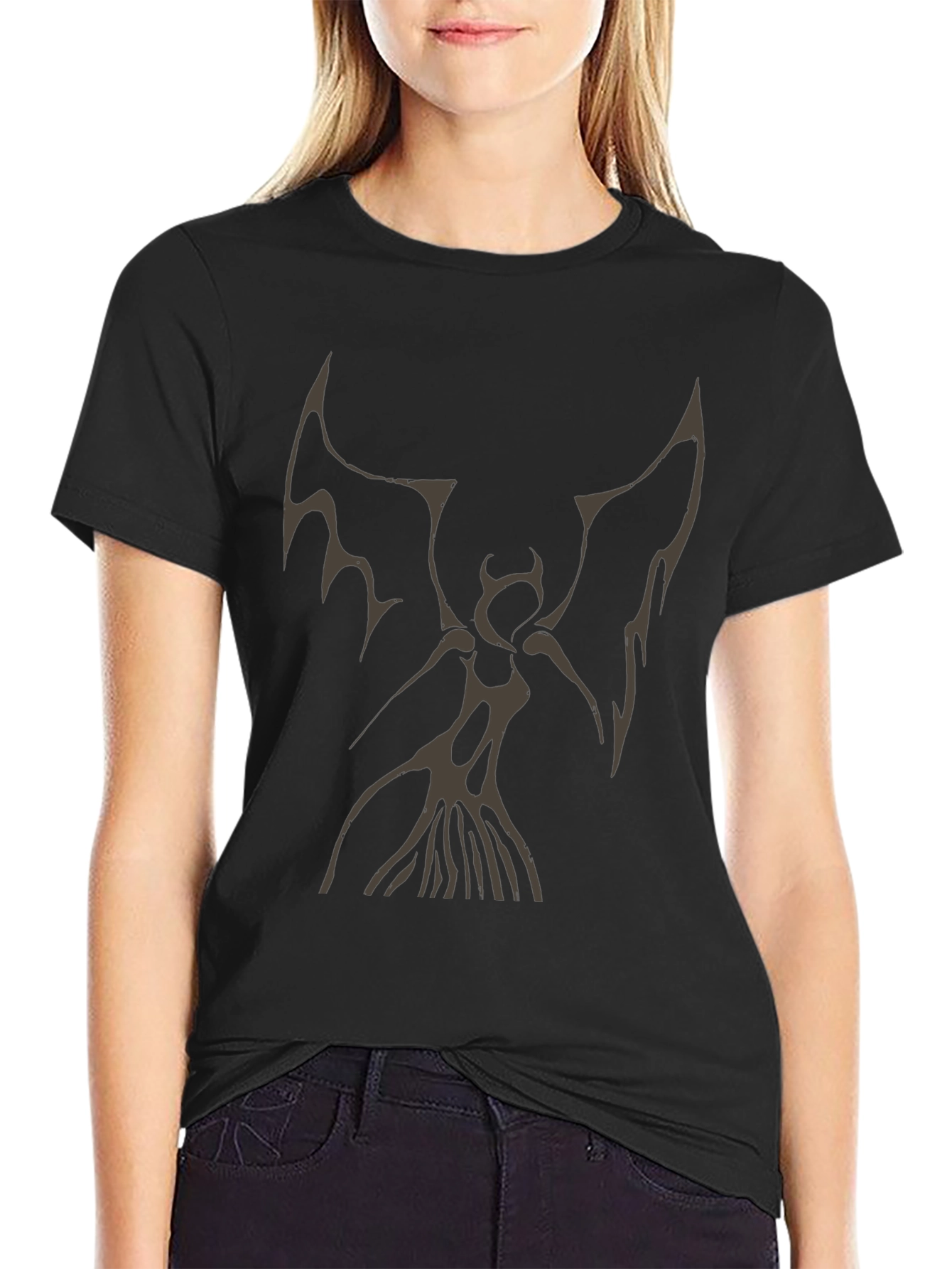 Black Dark Angel Graphic Print Tee view 2