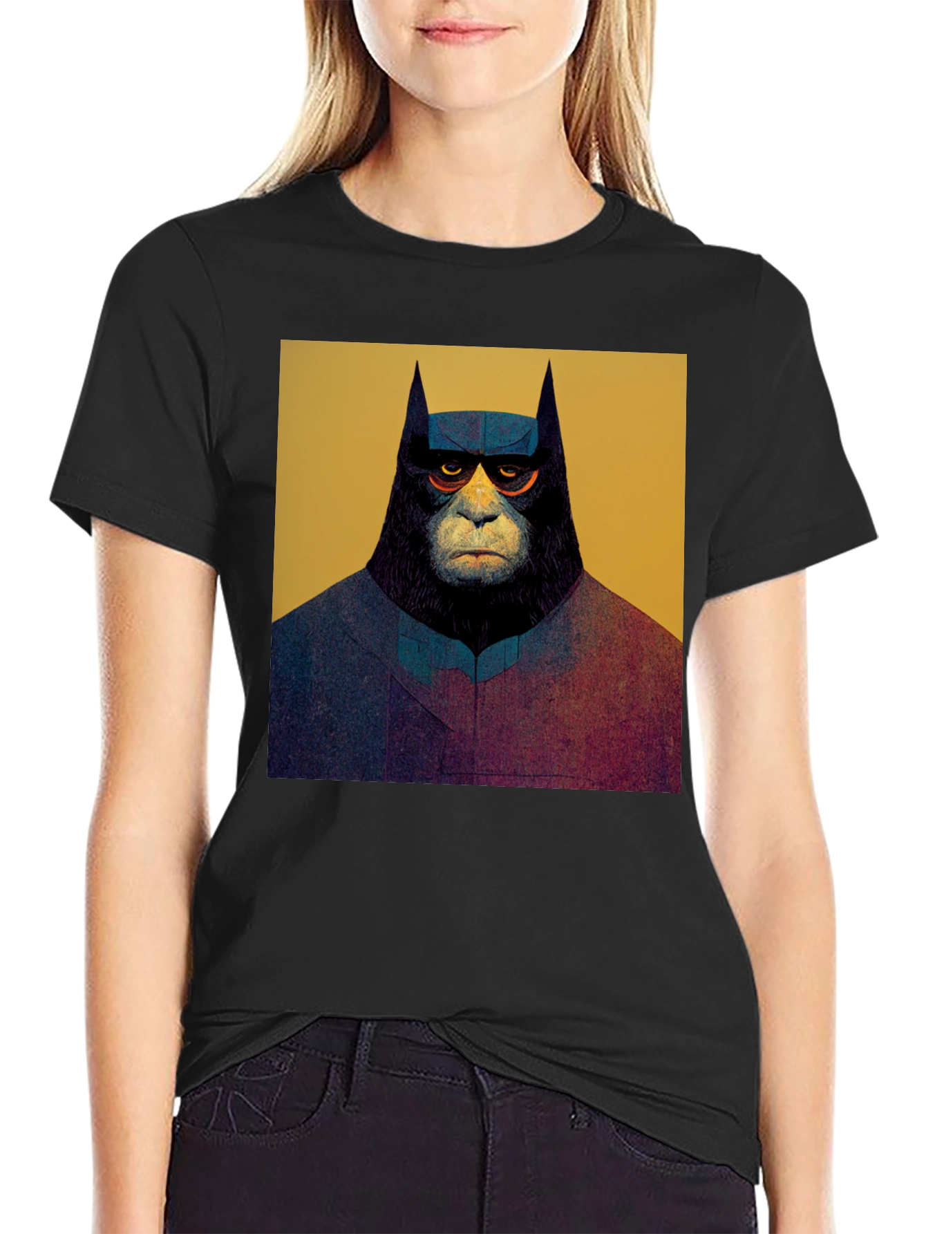 Black Batman Ape Graphic Tee - Black view 2