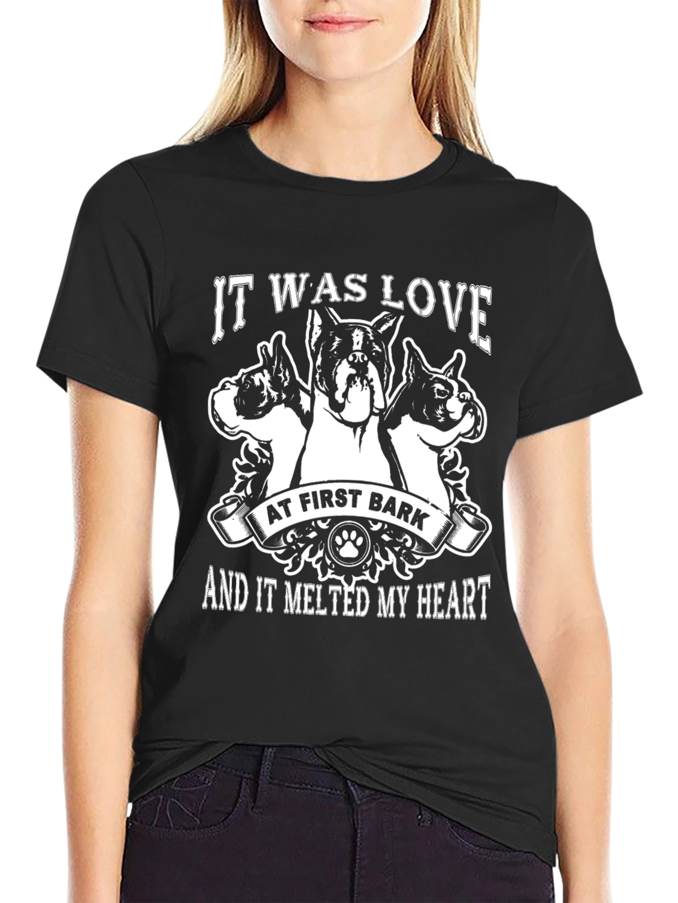 Black Dog Lover T-Shirt: It Was Love At First Bark view 2