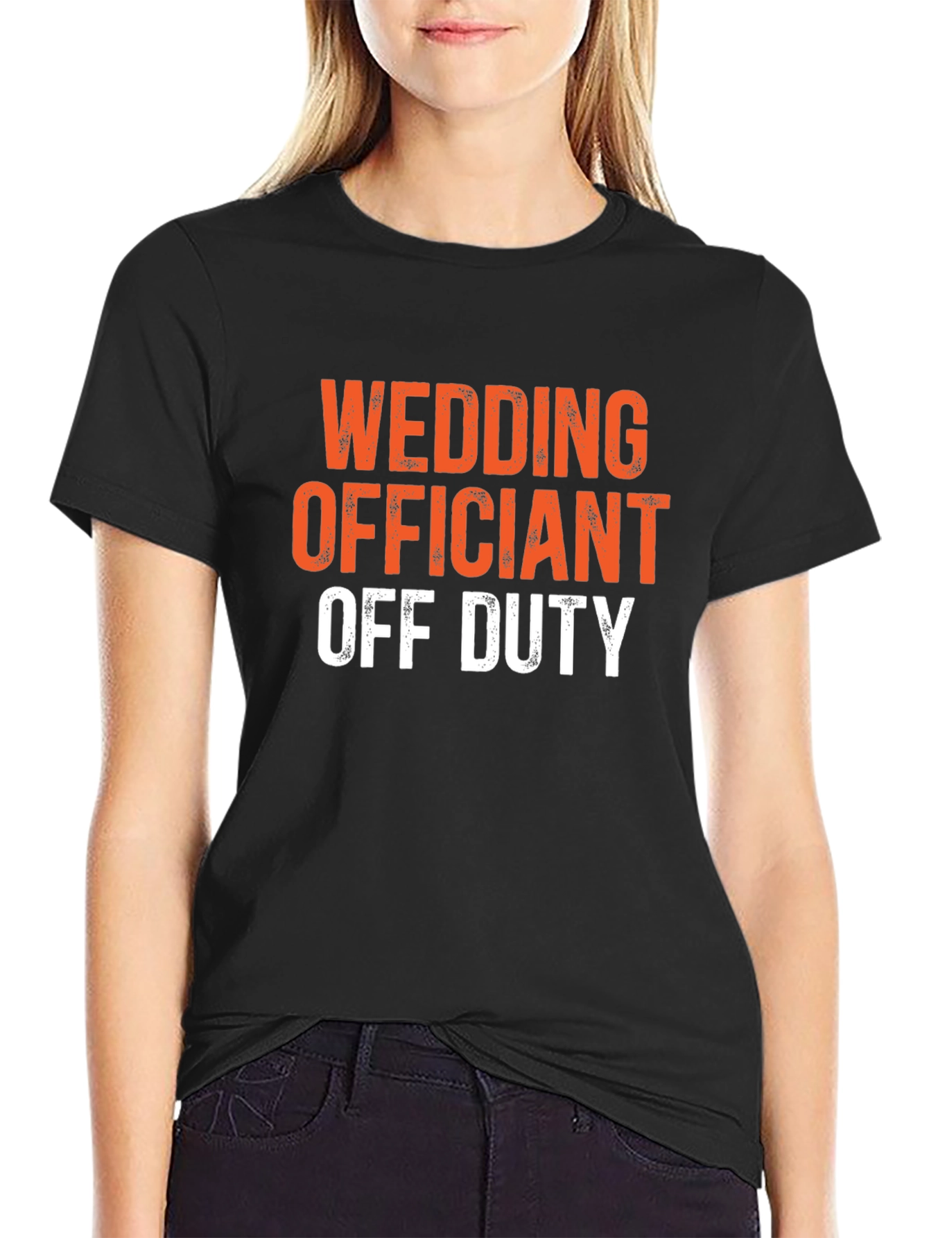 Black Wedding Officiant Off Duty Black Graphic T-Shirt view 2