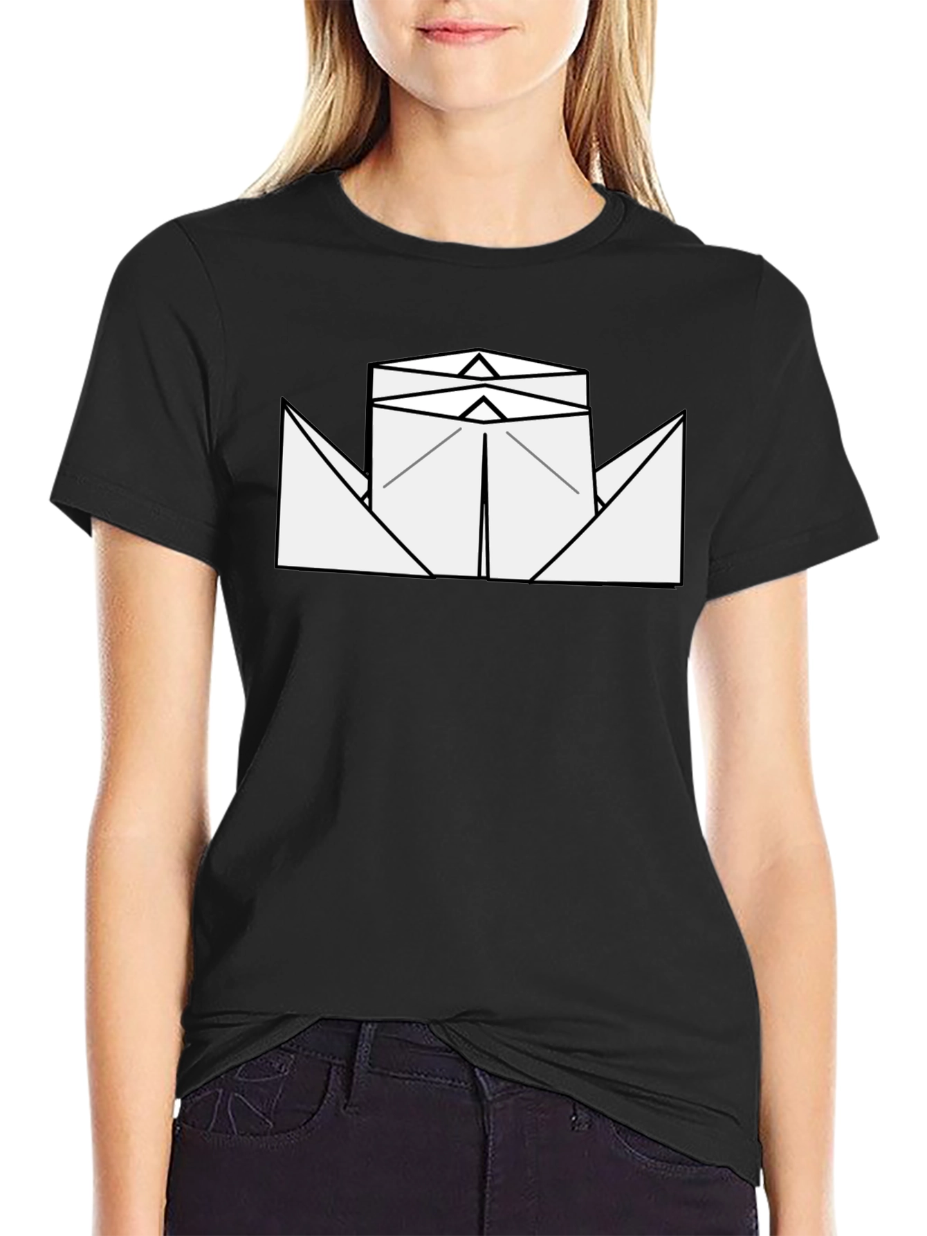 Black Paper Boat Graphic Tee - Black view 2
