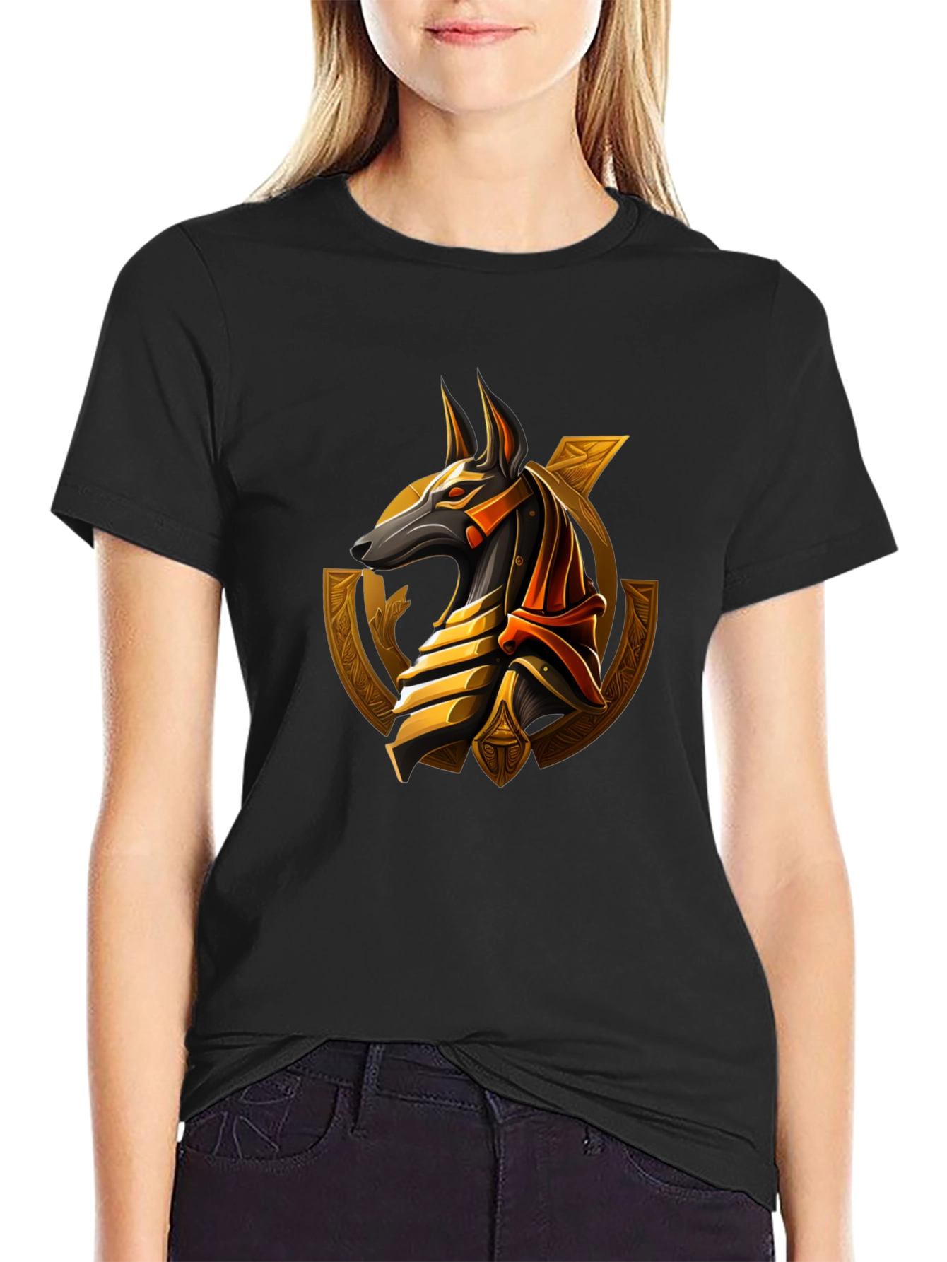 Black Anubis Graphic Black T-Shirt view 2