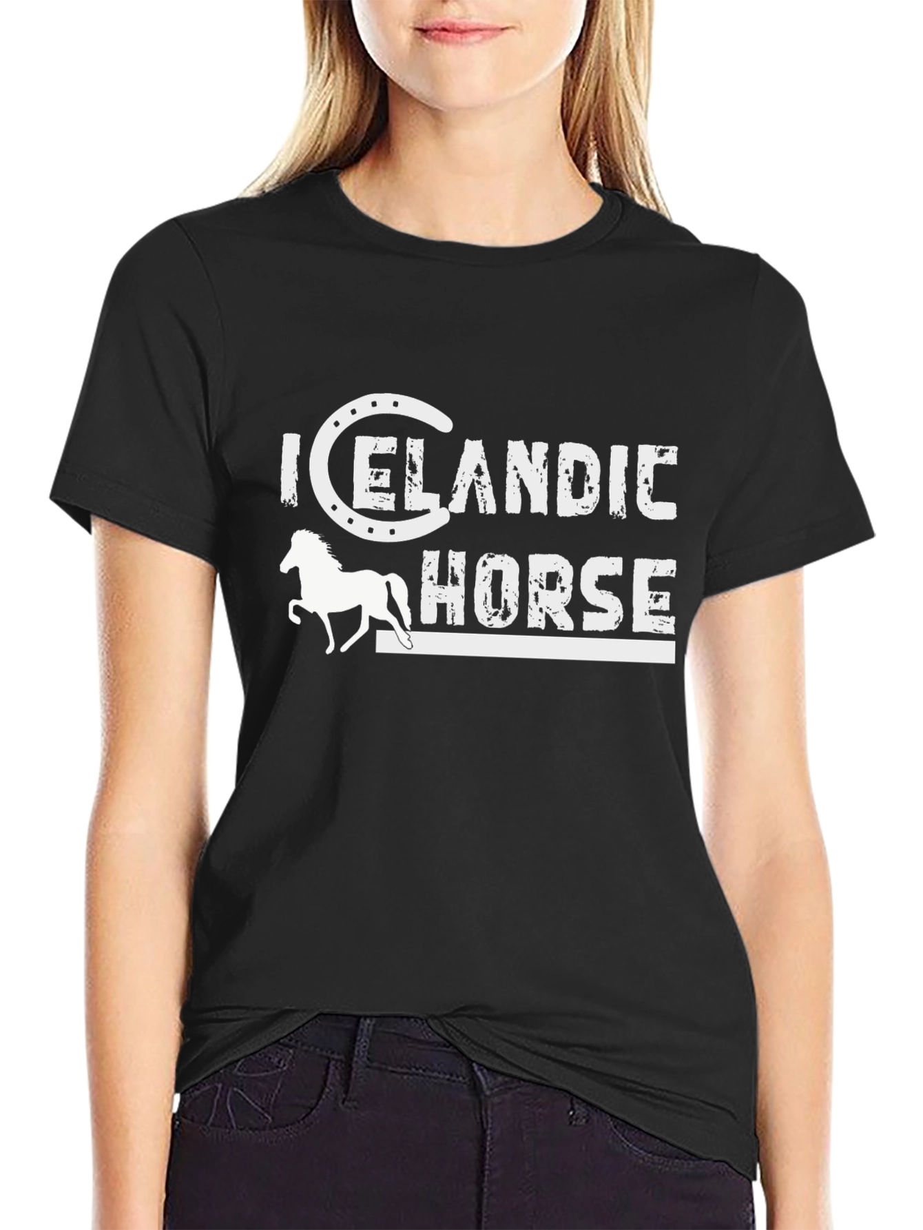 Black Icelandic Horse Graphic T-Shirt view 2