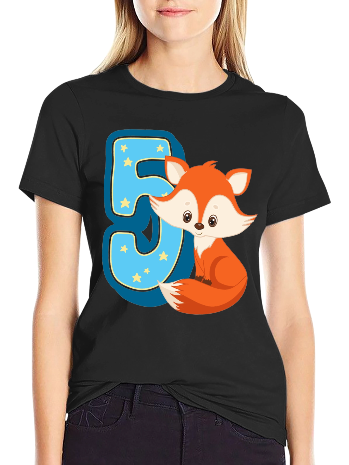 Black Fox 5th Birthday T-Shirt view 2