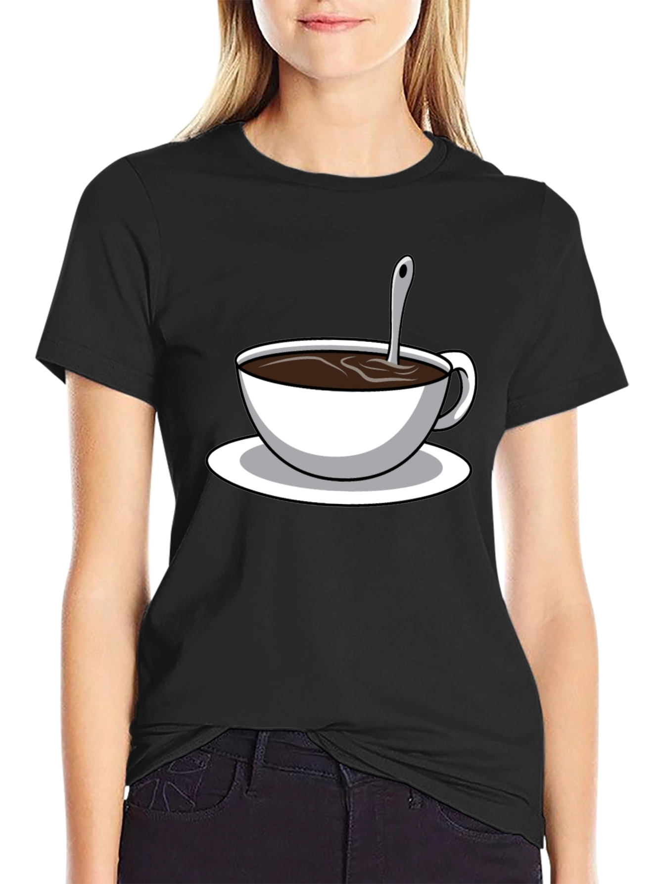 Black Coffee Cup Graphic T-Shirt - Black Cotton Blend view 2