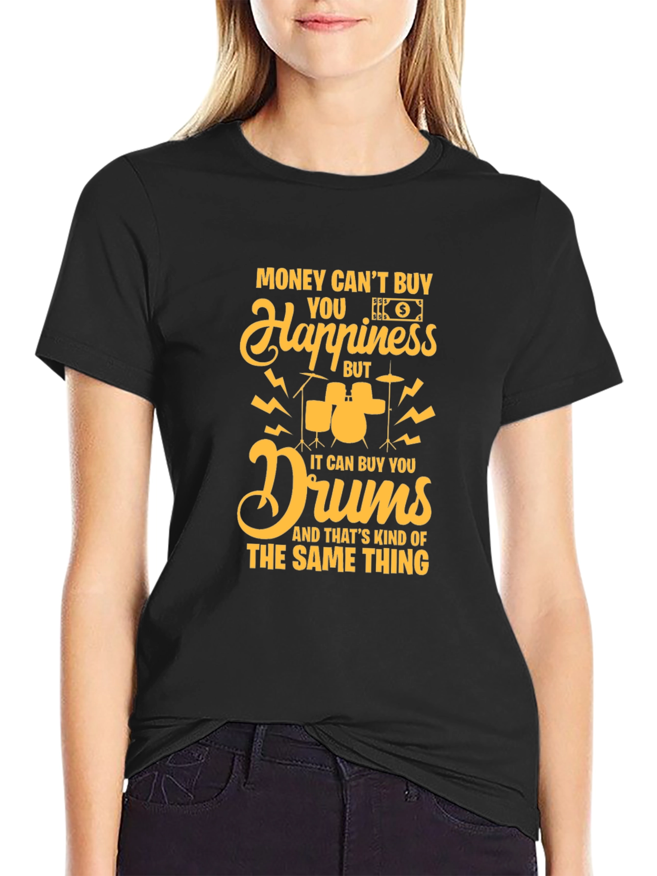 Black Money Can't Buy Happiness, Drums T-Shirt view 2