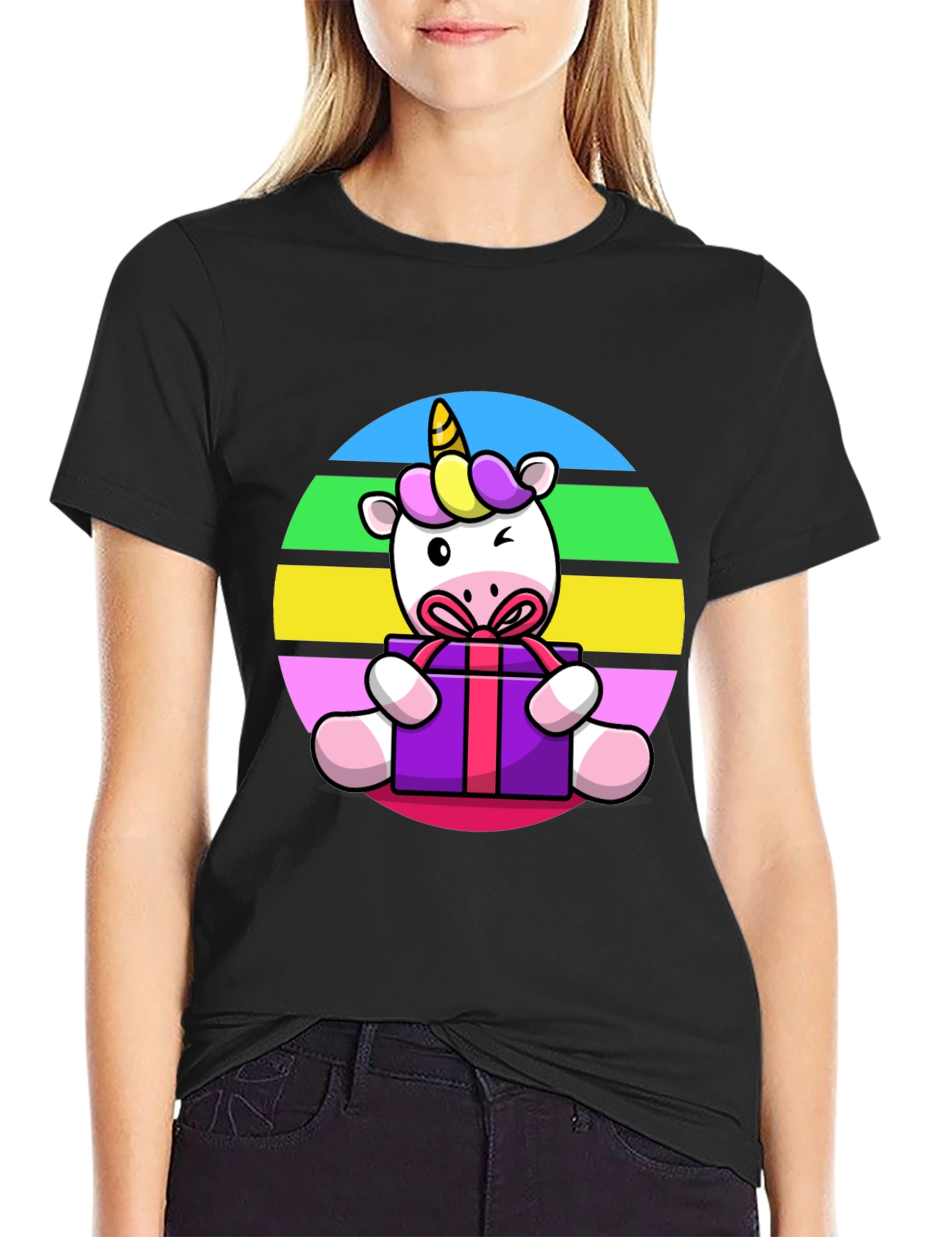 Black Unicorn Gift T-Shirt - Graphic Tee view 2