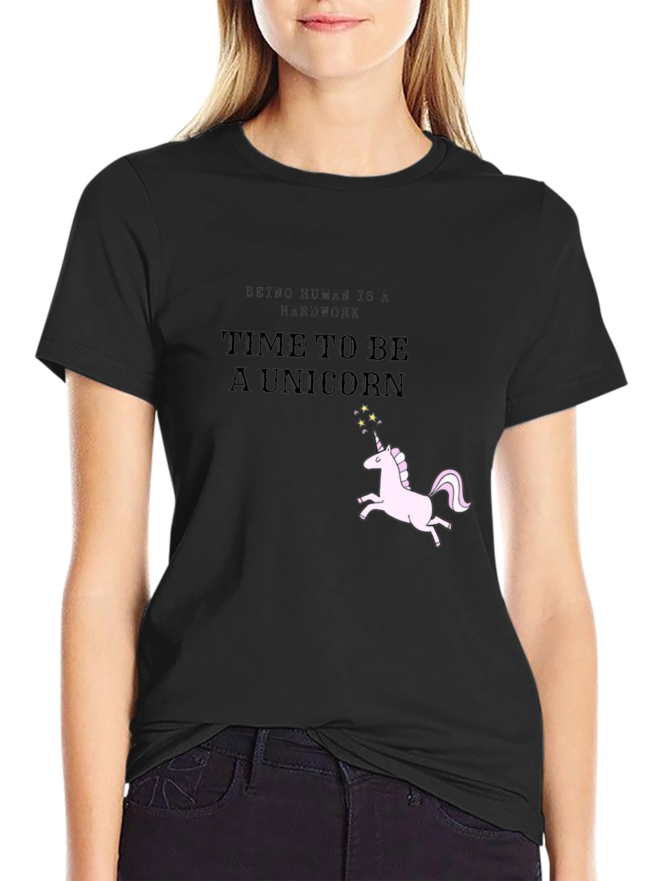 Black Unicorn Graphic Tee - Time to Be a Unicorn view 2