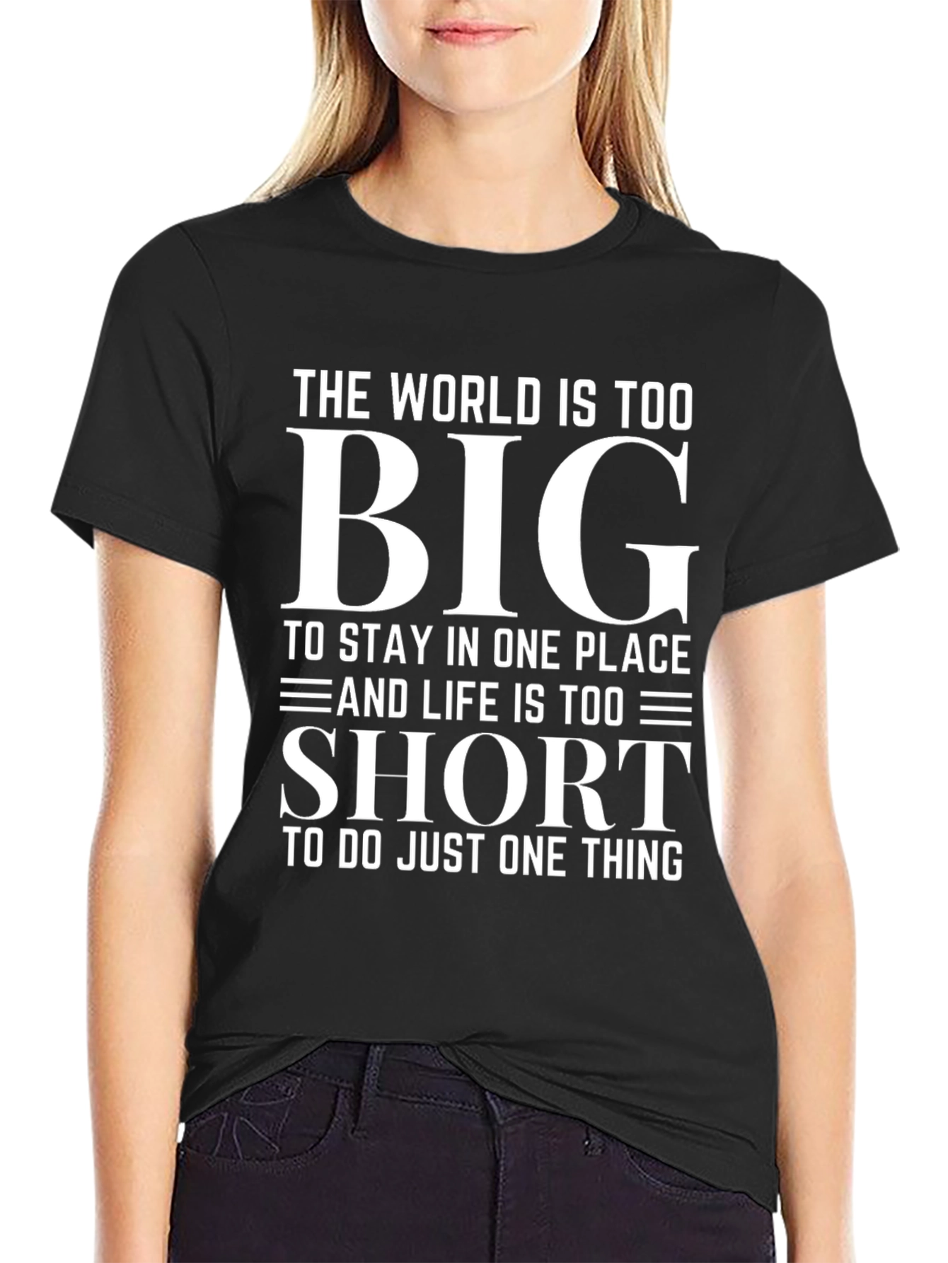 Black Inspirational World Too Big Graphic T-Shirt view 2