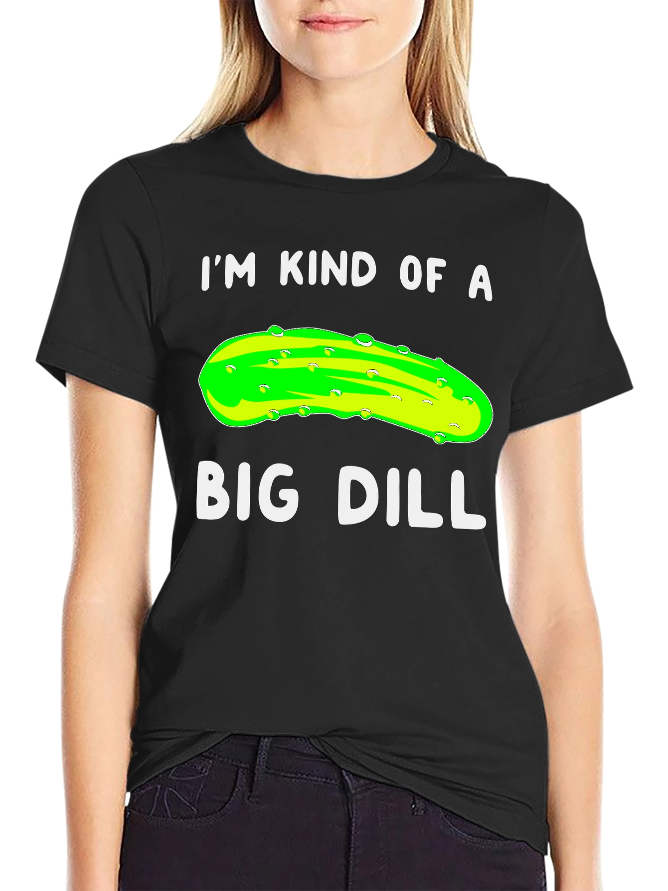 Black Big Dill T-Shirt Funny Pickle Pun Tee view 2