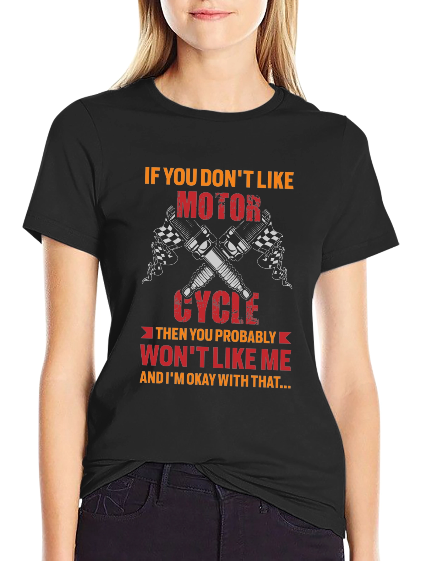 Black Motorcycle Lover Graphic T-Shirt view 2
