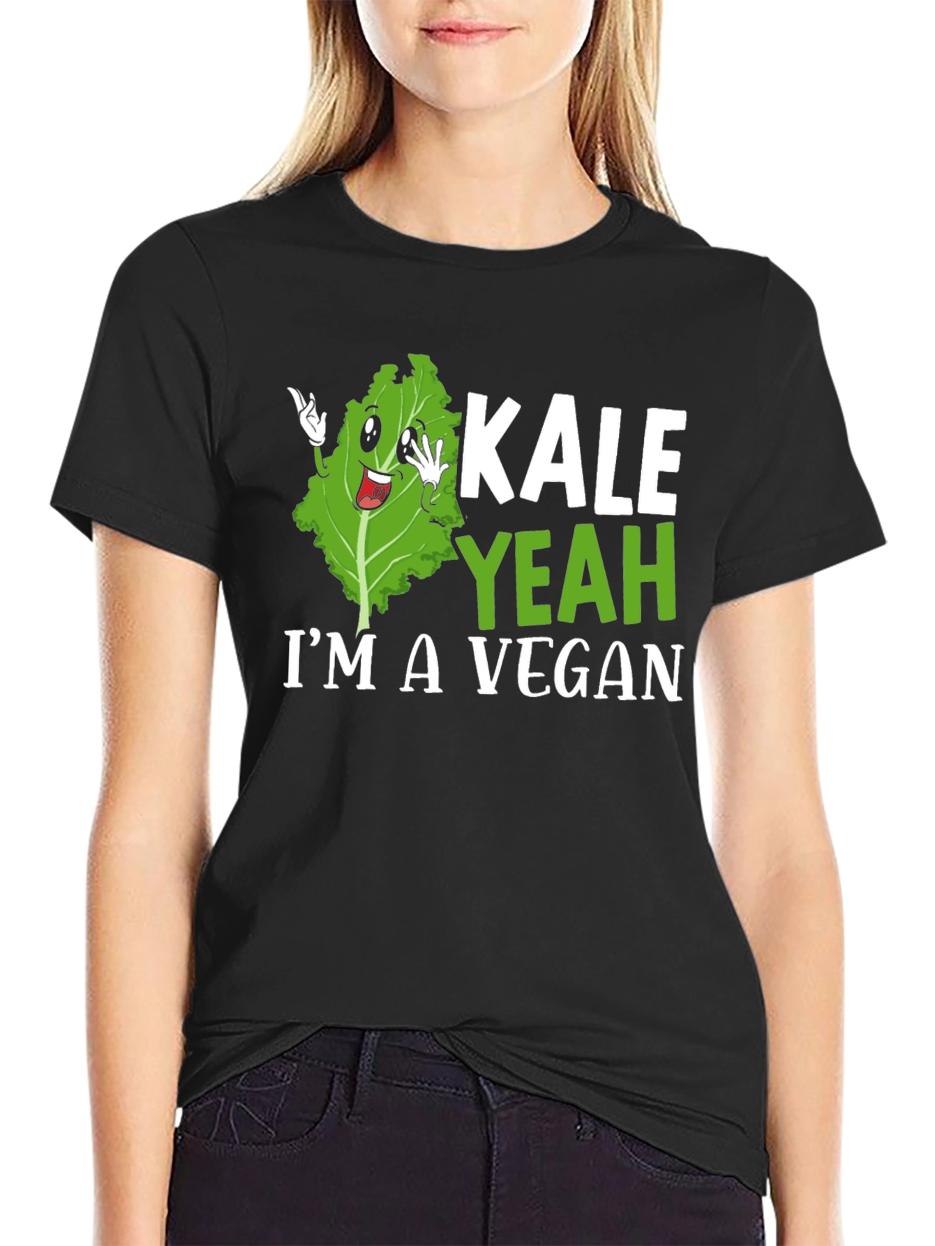 Black Kale Yeah I'm Vegan T-Shirt view 2