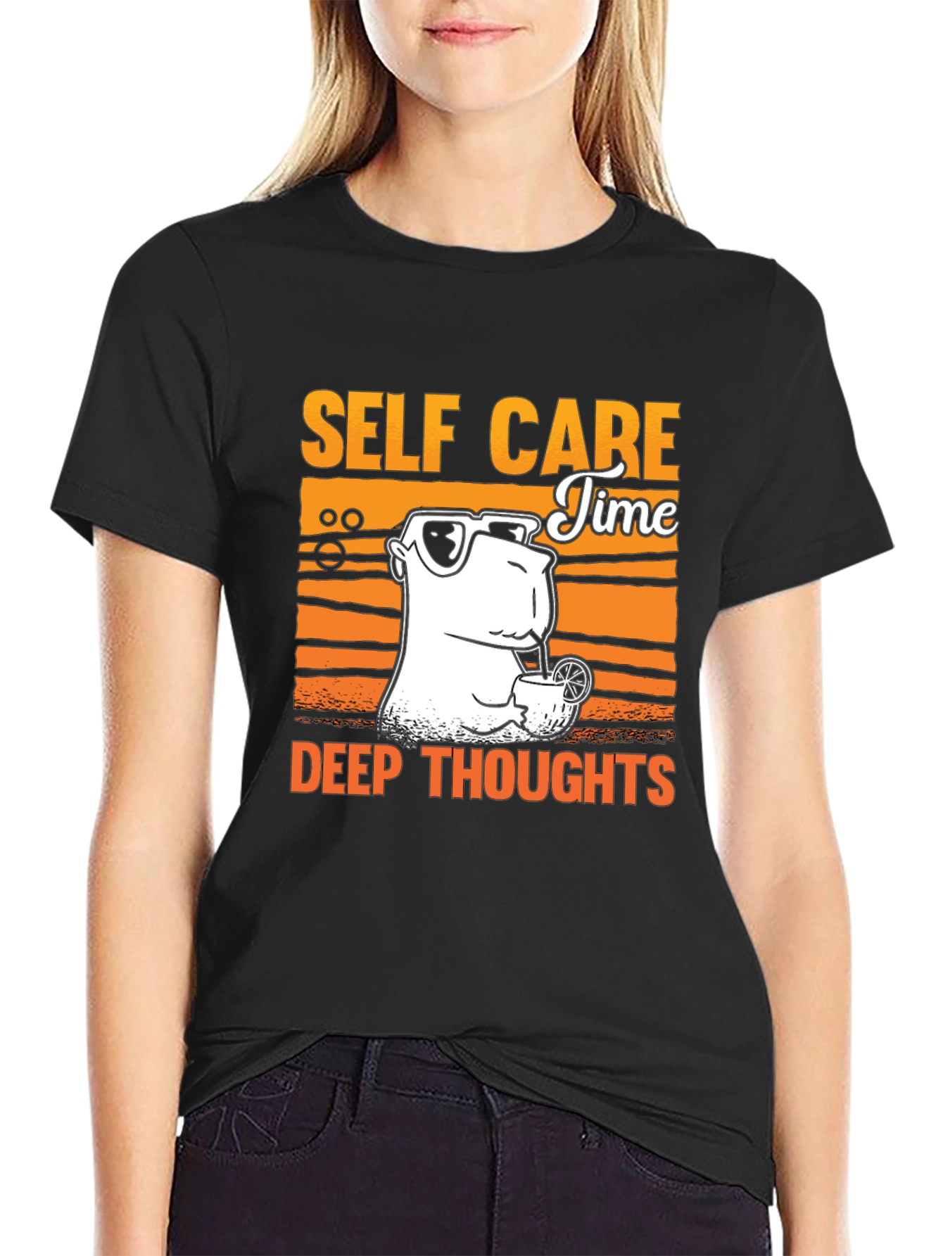 Black Self Care Time T-Shirt - Deep Thoughts Graphic Tee view 2