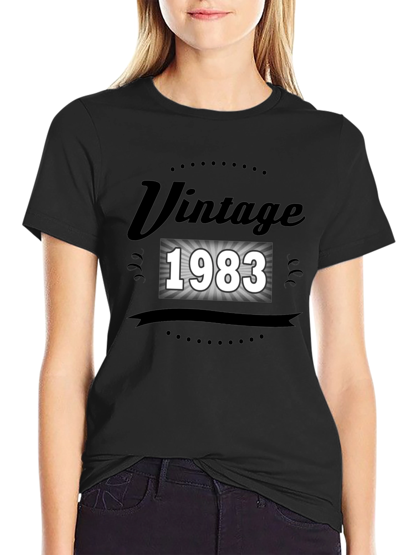 Black Vintage 1983 Black T-Shirt view 2