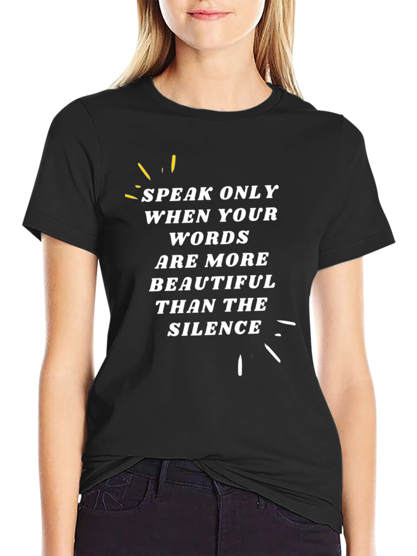 Black Speak Only When Your Words T-Shirt view 2