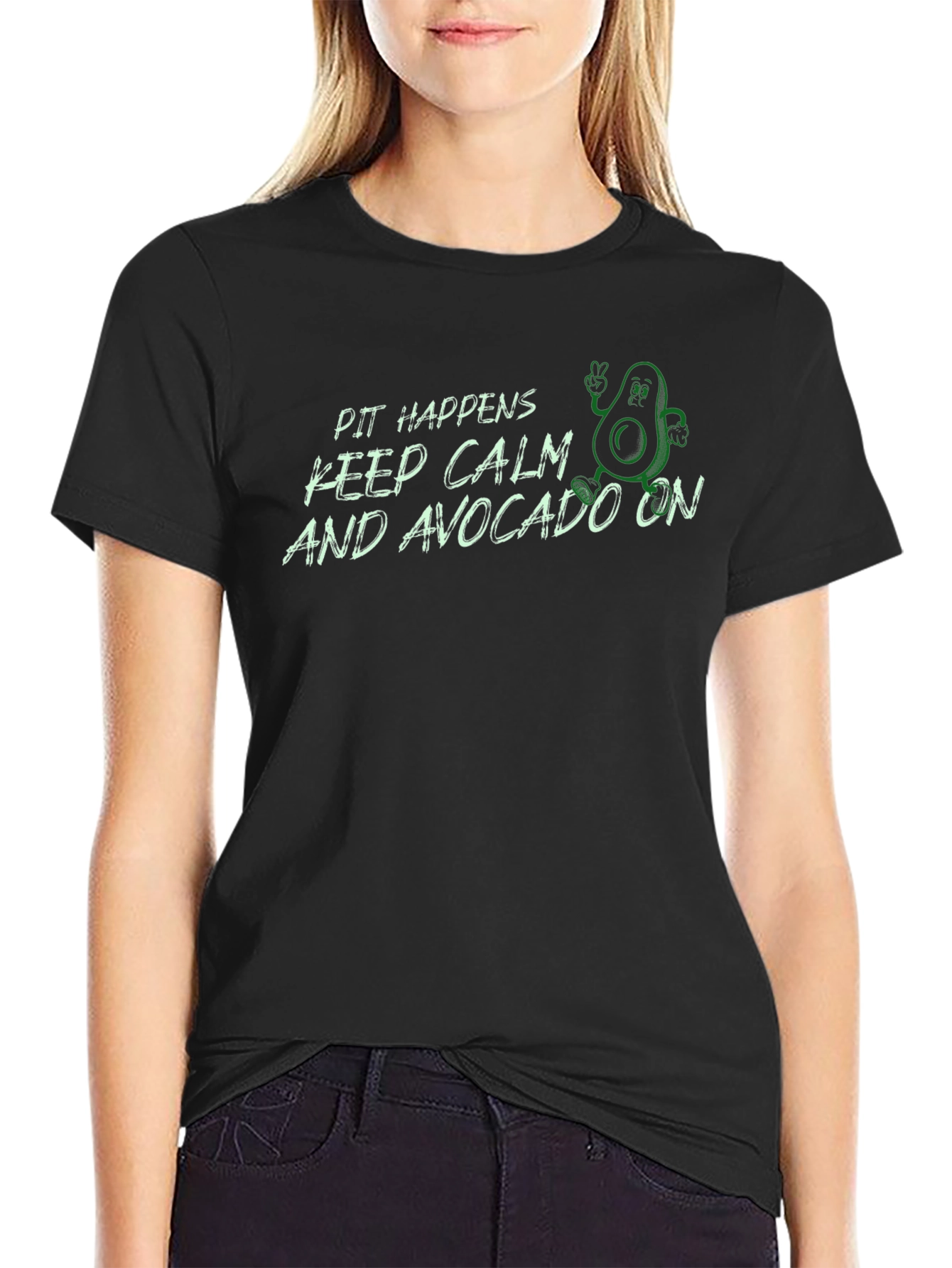 Black Pit Happens Avocado T-Shirt Funny Humor Tee view 2
