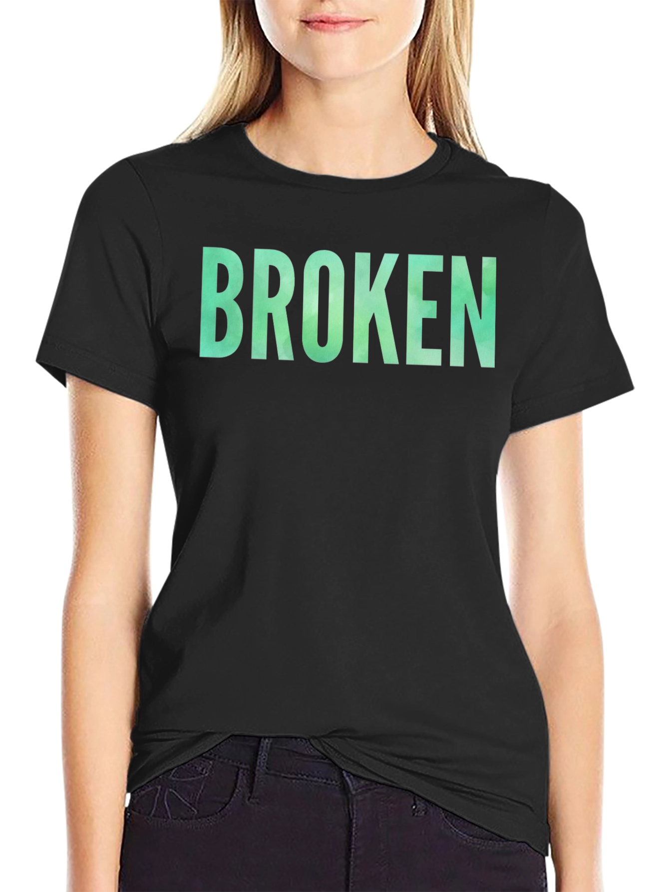 Black "Broken" Graphic Tee - Casual Black T-Shirt view 2