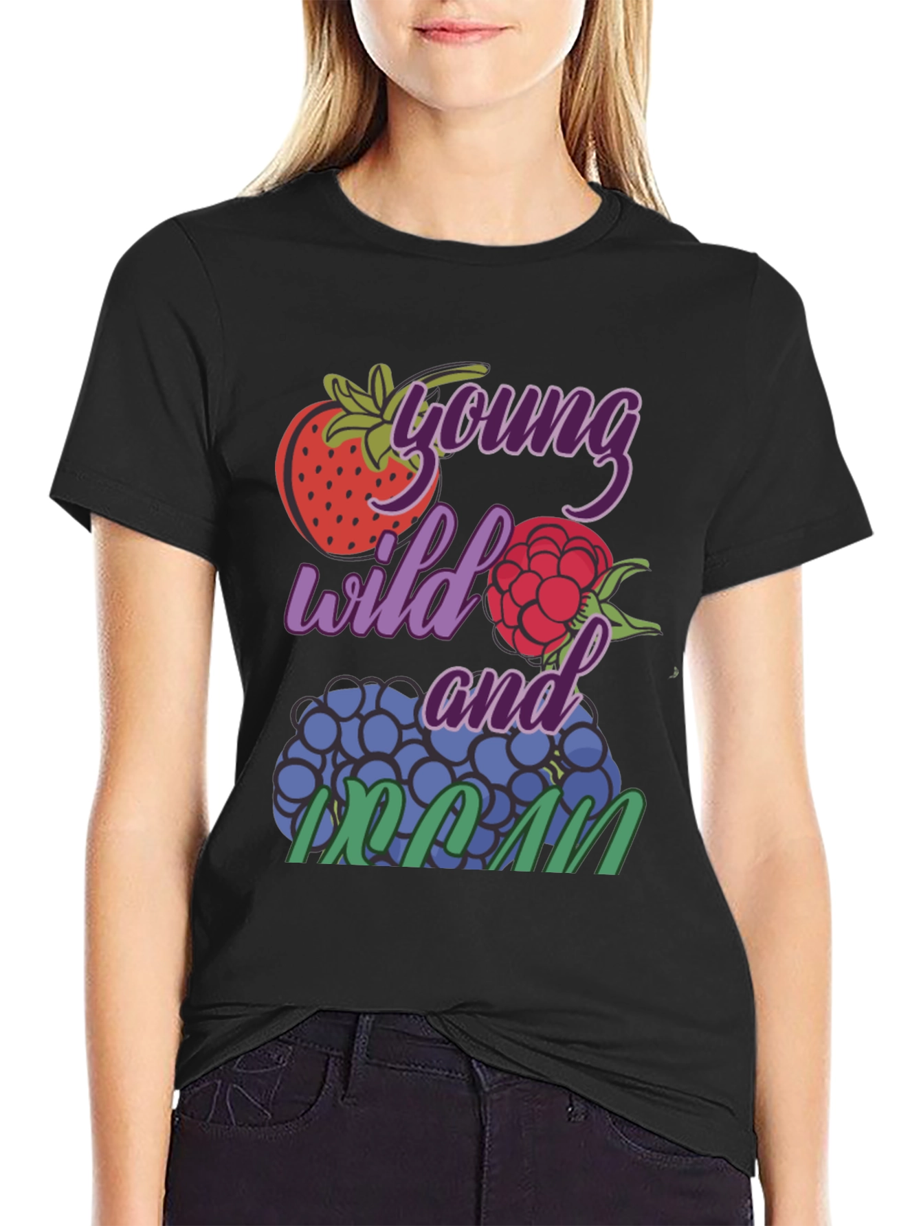 Black Young Wild And Cran T-Shirt view 2