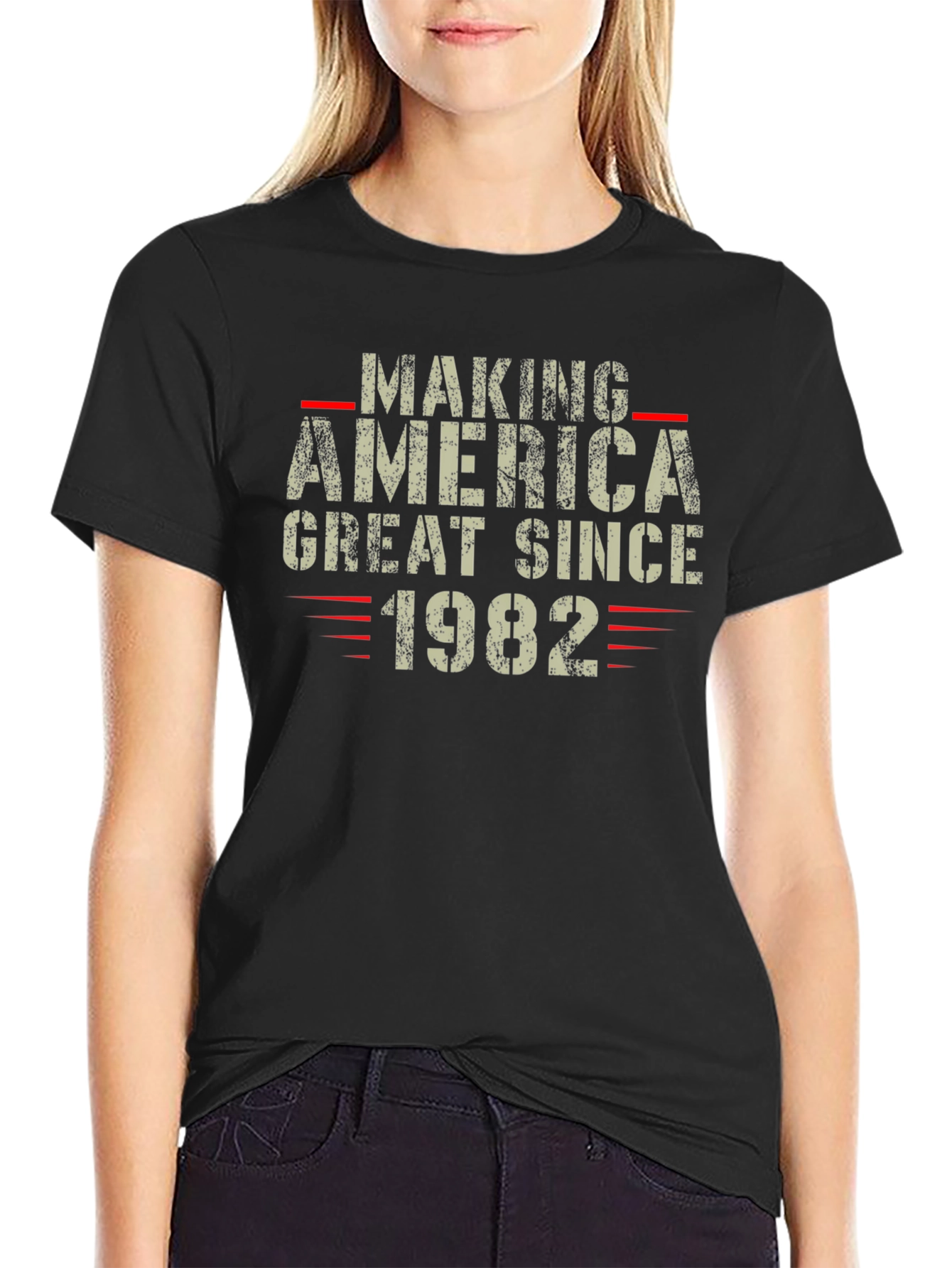 Black Making America Great Since 1982 Black T-Shirt view 2