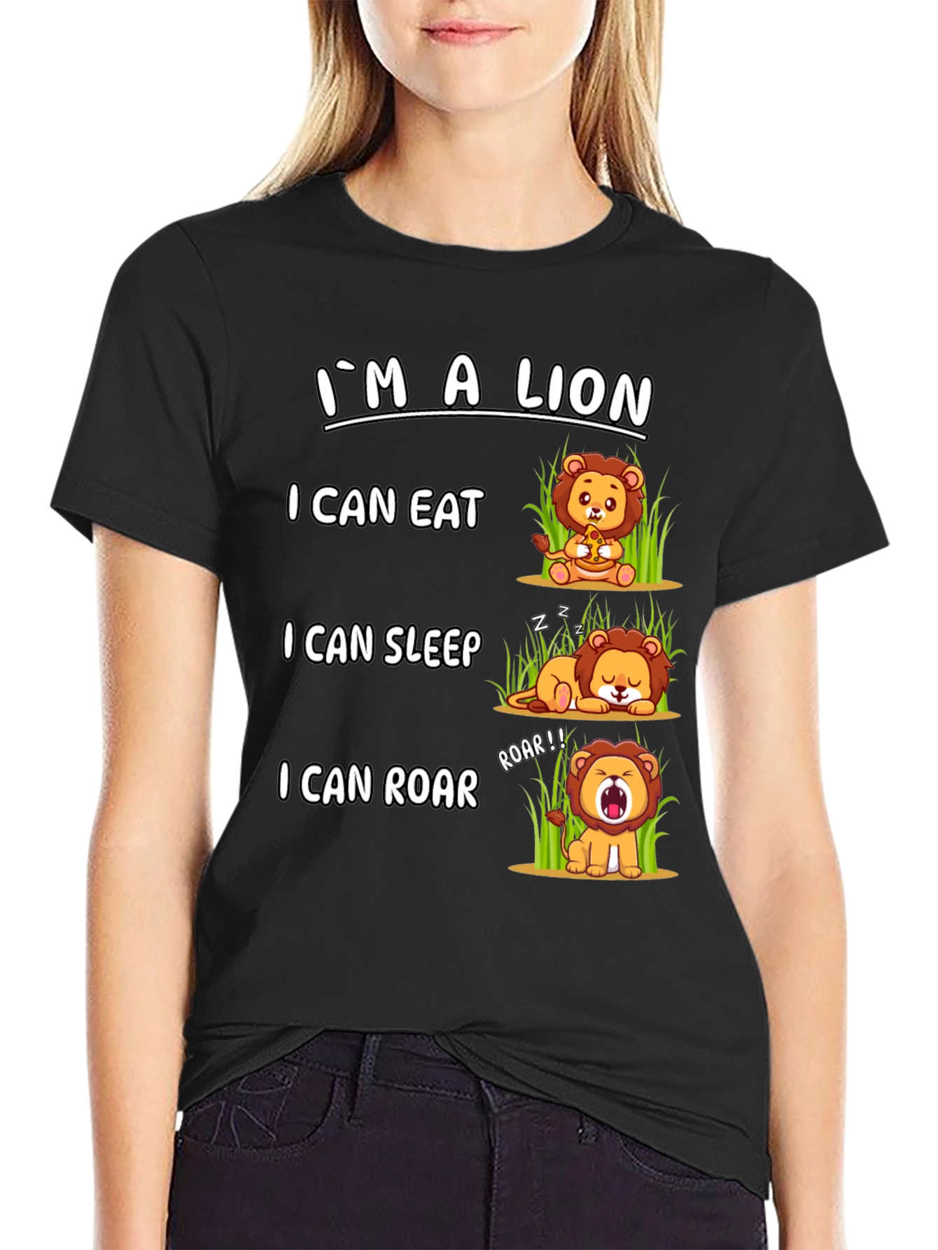 Black I'm a Lion T-Shirt view 2