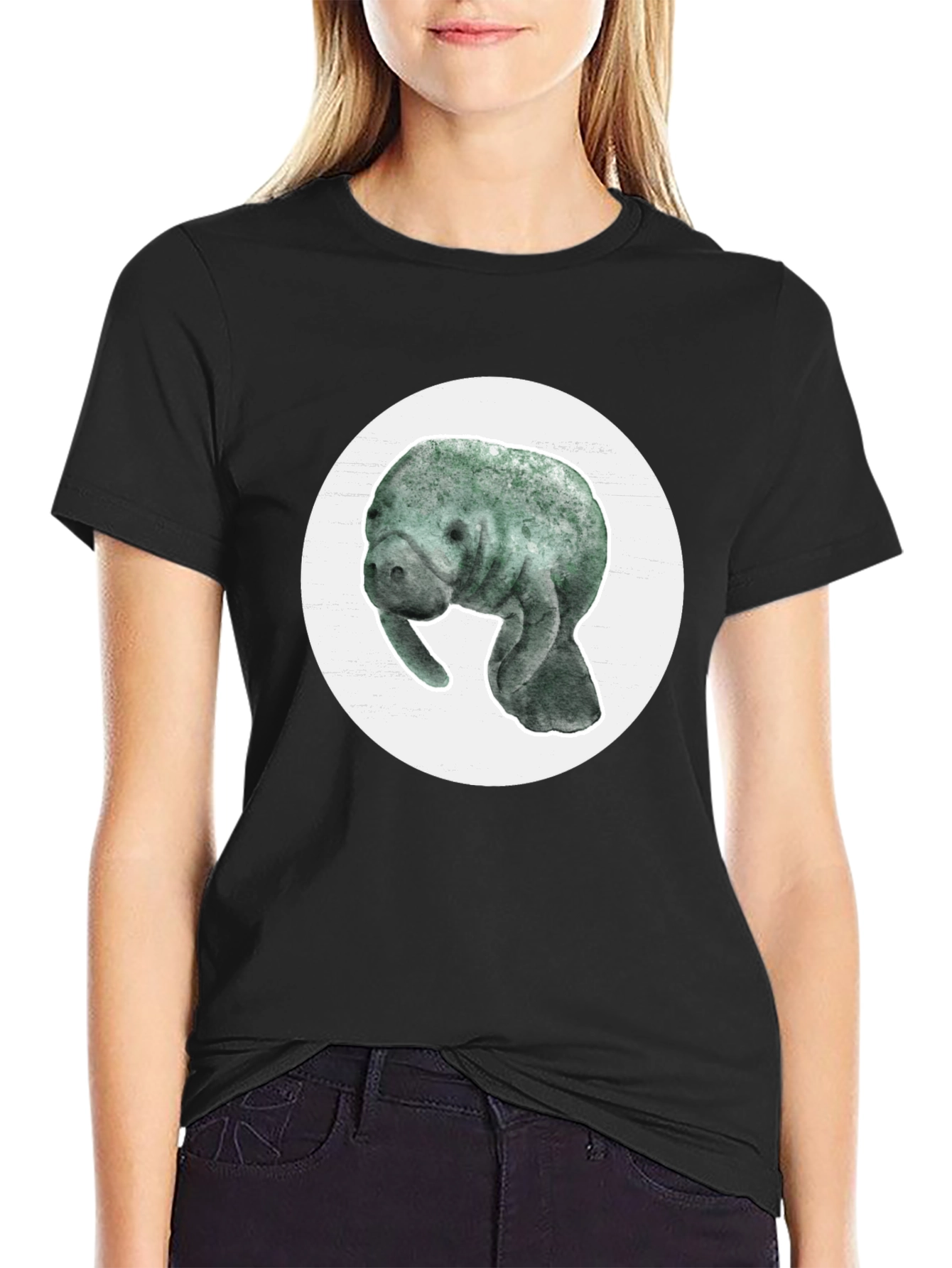 Black Manatee Graphic Tee - Soft Cotton Blend view 2
