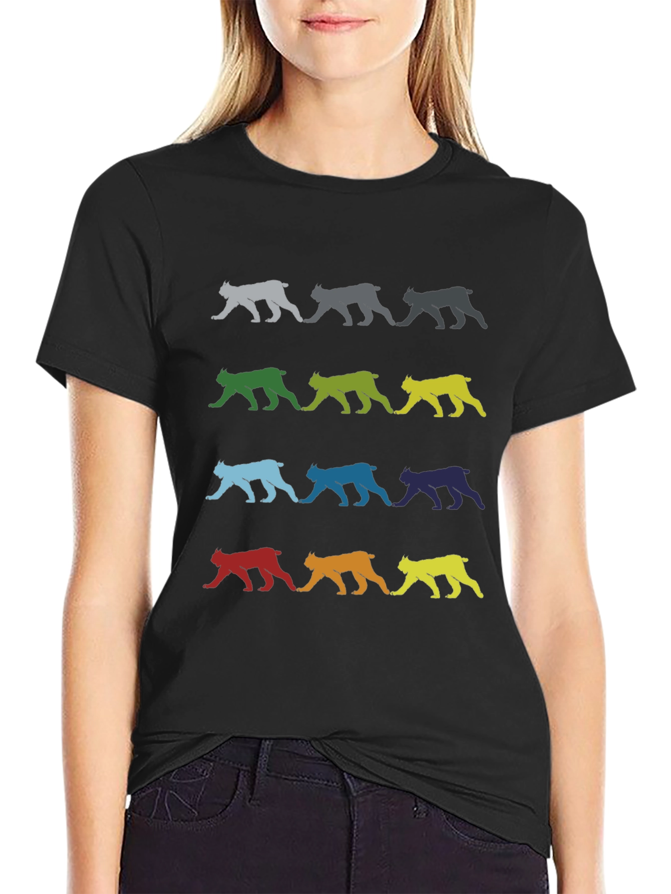 Black Colorful Lynx Graphic Tee - Stylish & Unique Design view 2