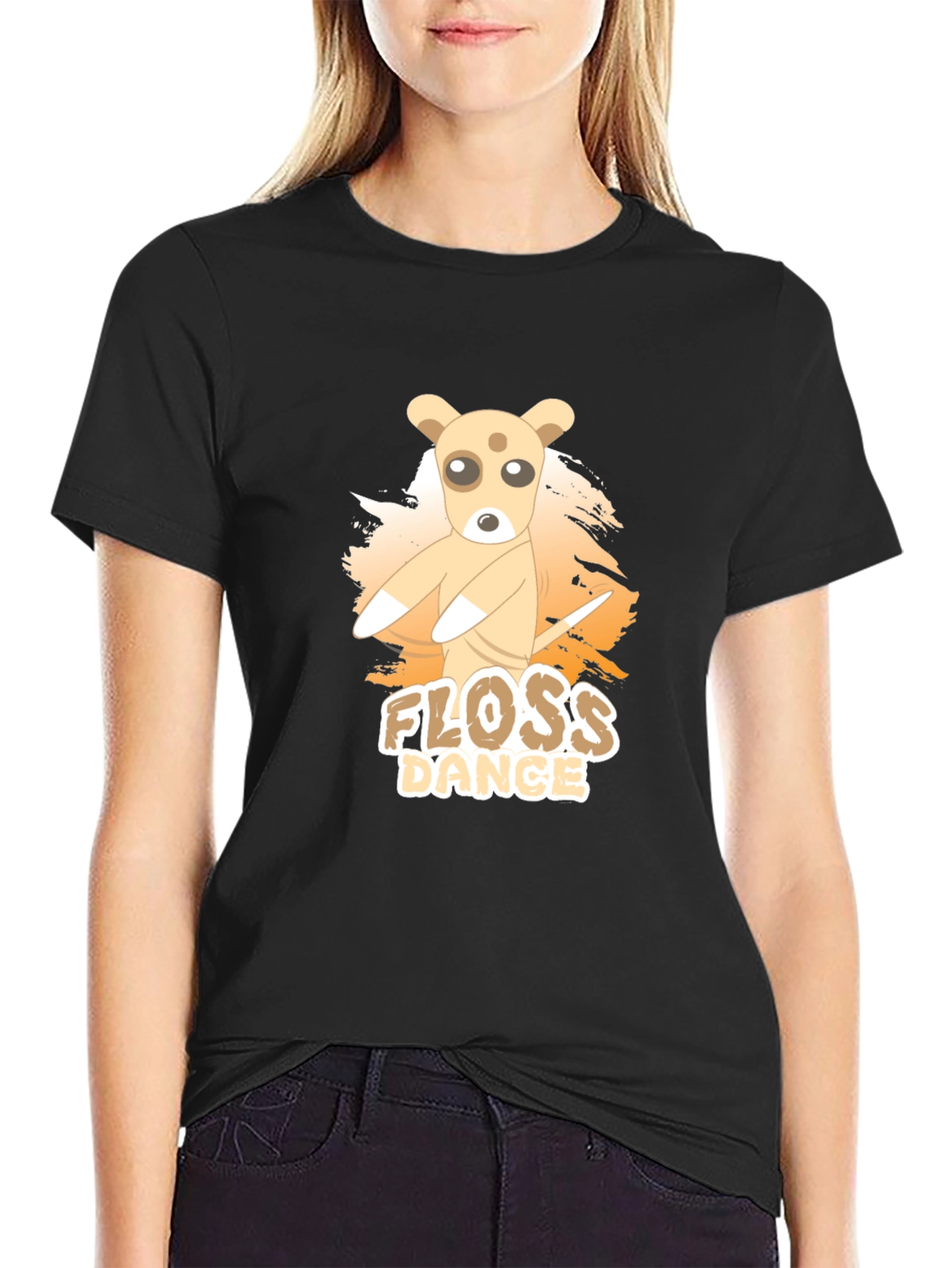Black Floss Dance Graphic Tee - Cute Dog Design view 2