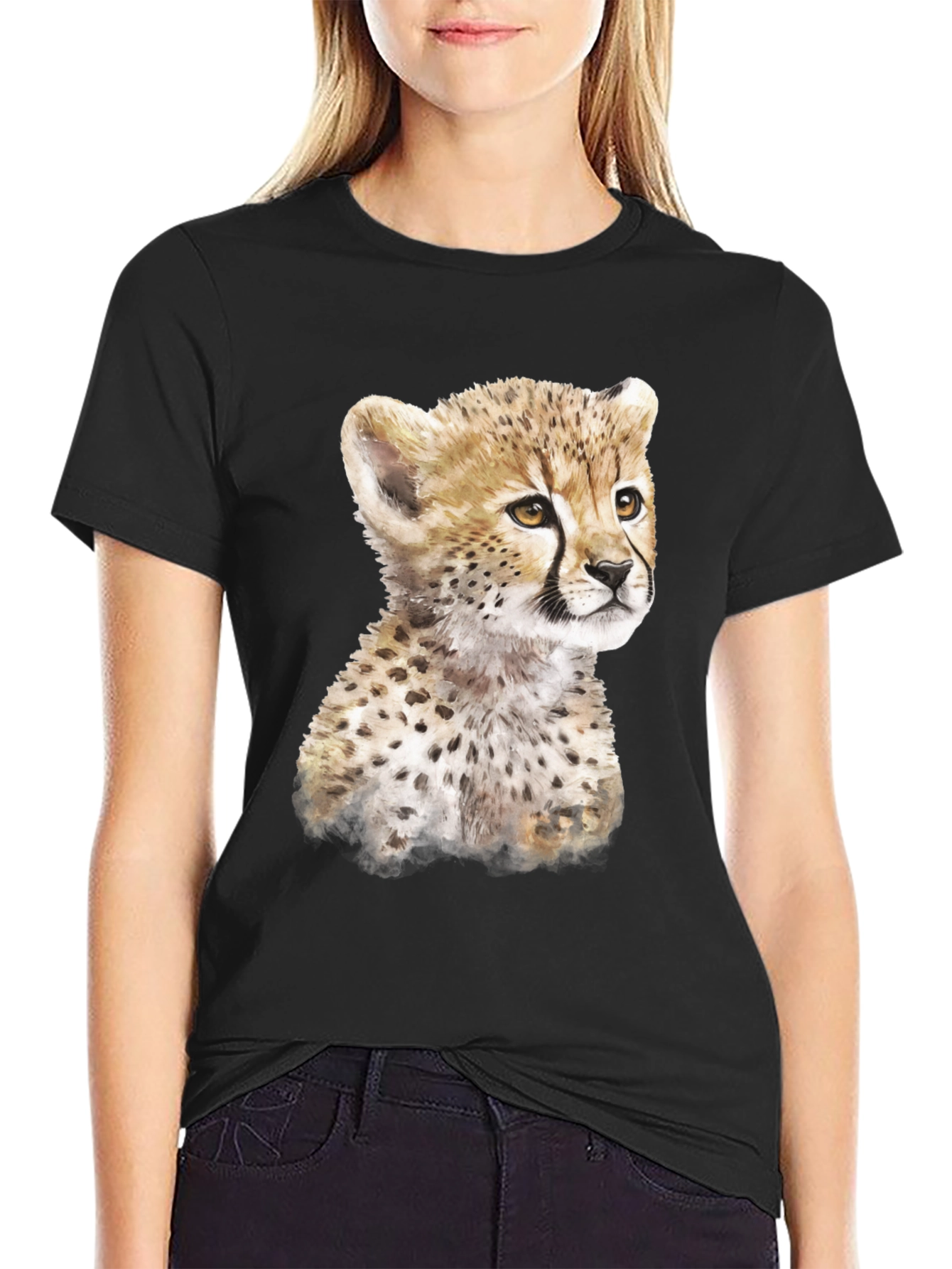 Black Cheetah Cub T-Shirt - Black view 2