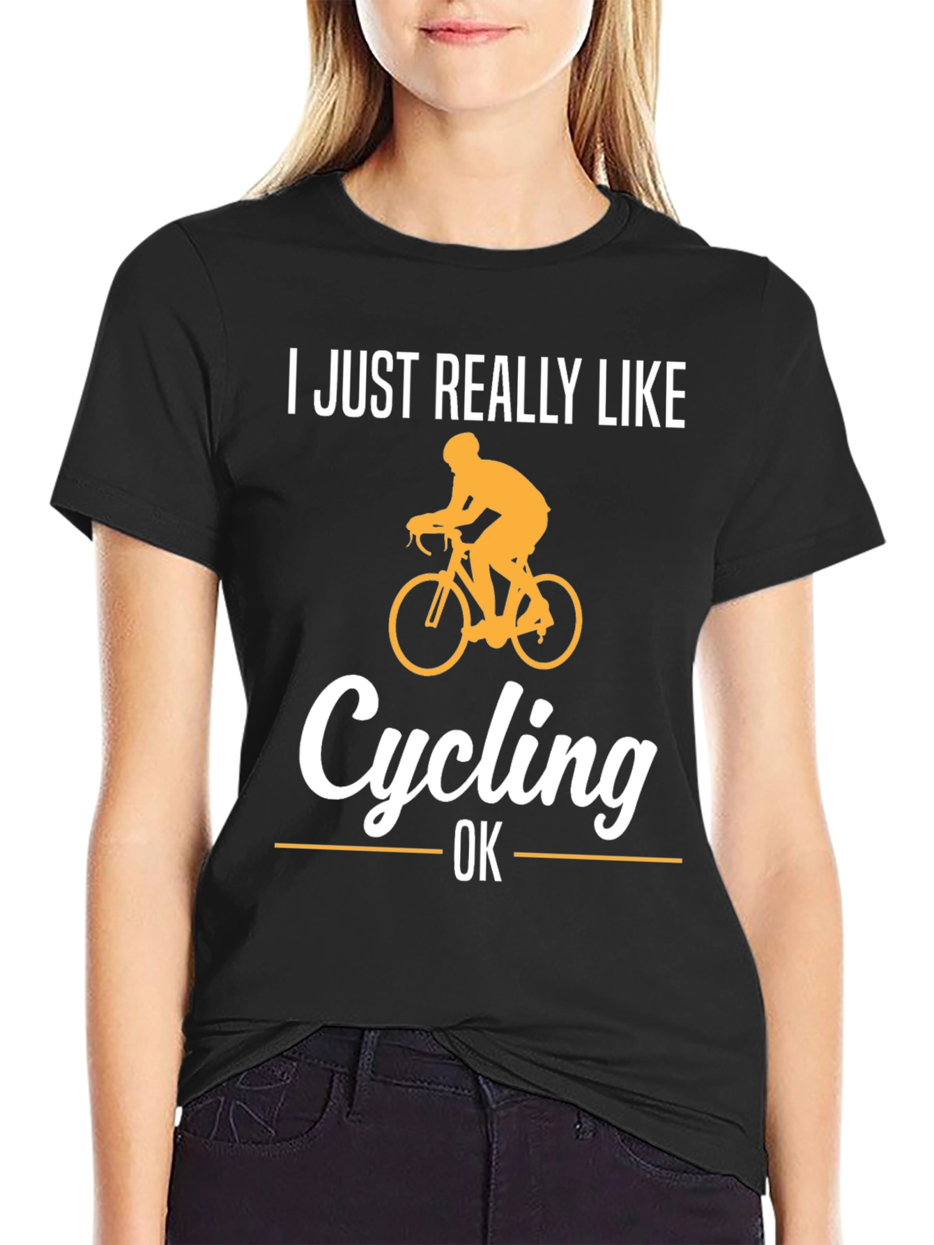 Black Cycling Fan T-Shirt - 'I Just Really Like Cycling' view 2